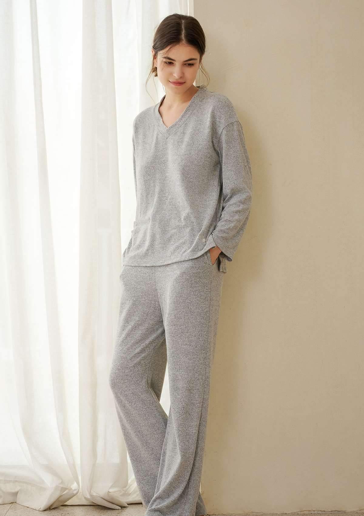 HSIA Knit Long Sleeve Pajama Set - HSIA