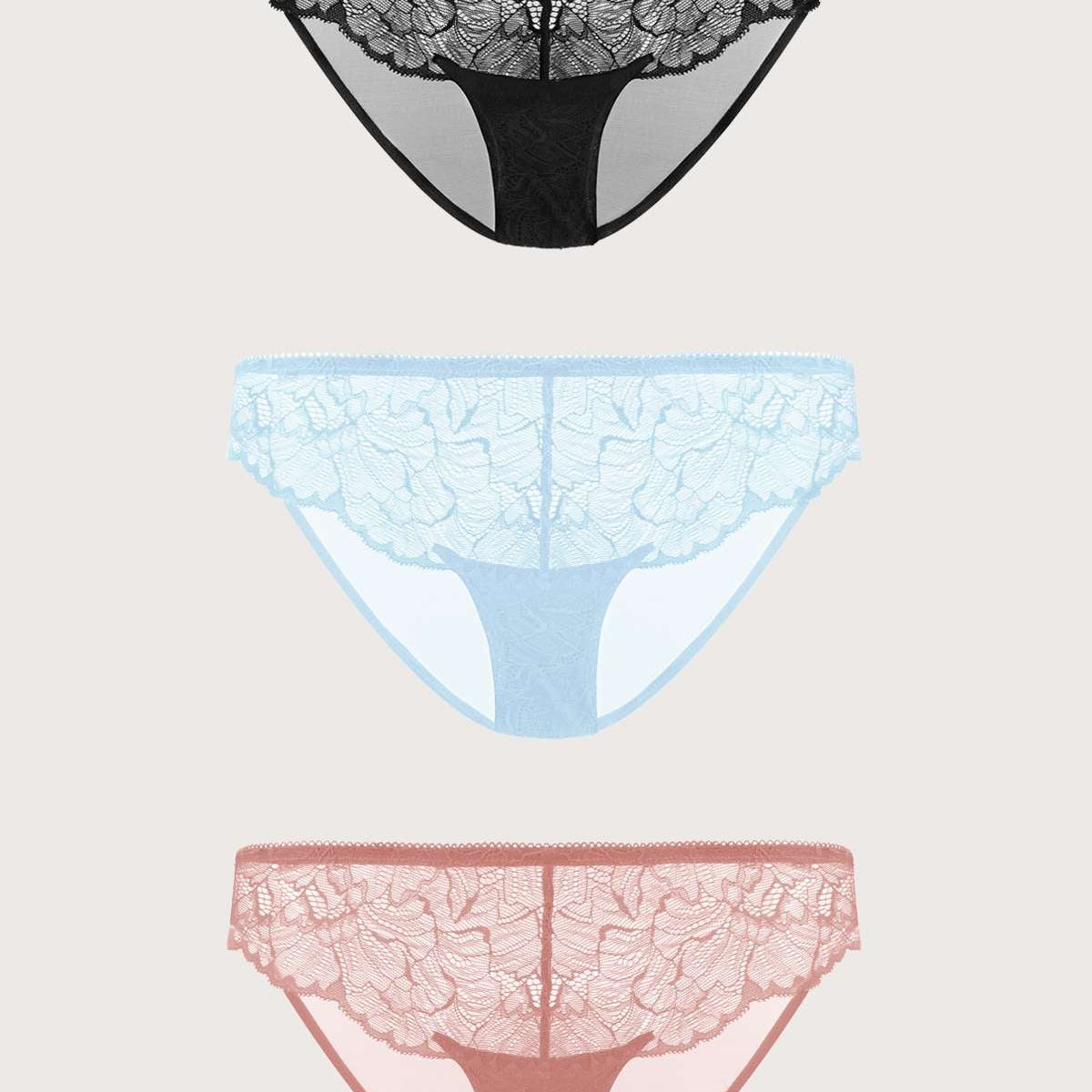 HSIA Blossom Lace Bikini Underwears 3 Pack - HSIA