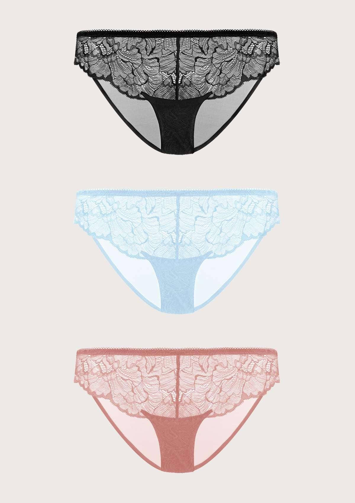 HSIA Blossom Lace Bikini Underwears 3 Pack - HSIA