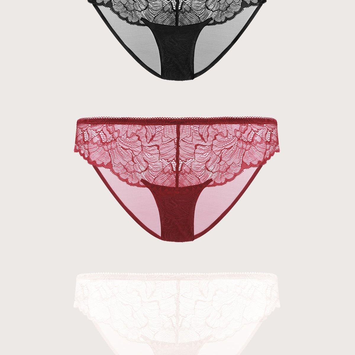HSIA Blossom Lace Bikini Underwears 3 Pack - HSIA