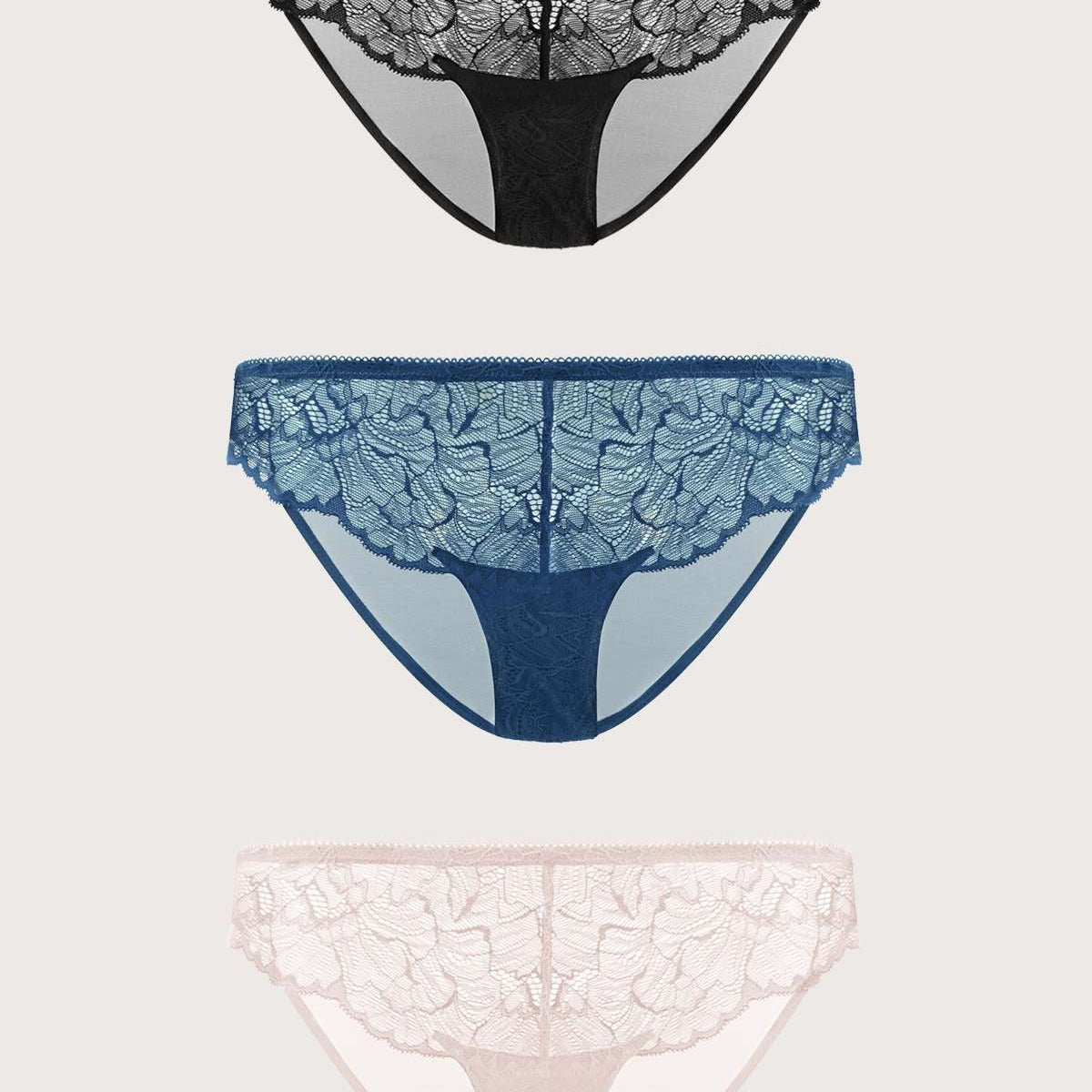 HSIA Blossom Lace Bikini Underwears 3 Pack - HSIA