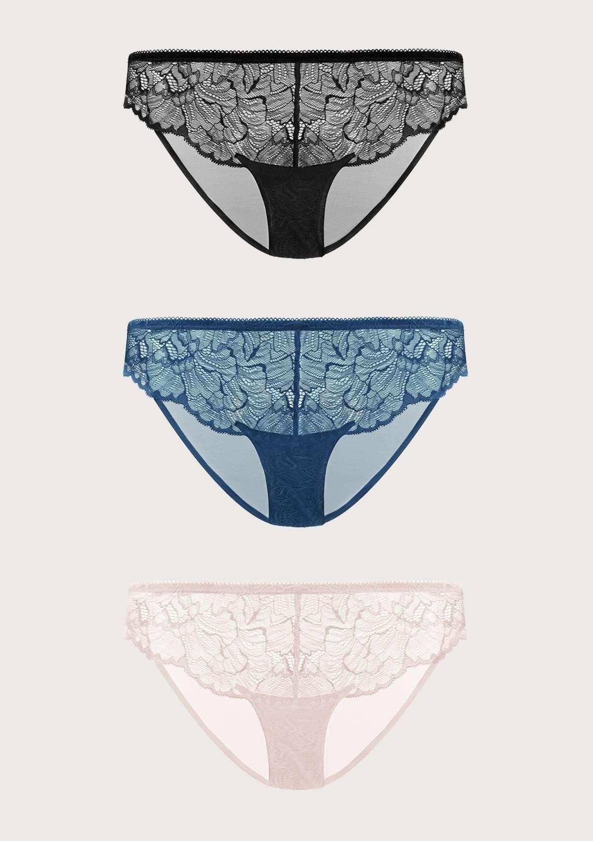 HSIA Blossom Lace Bikini Underwears 3 Pack - HSIA