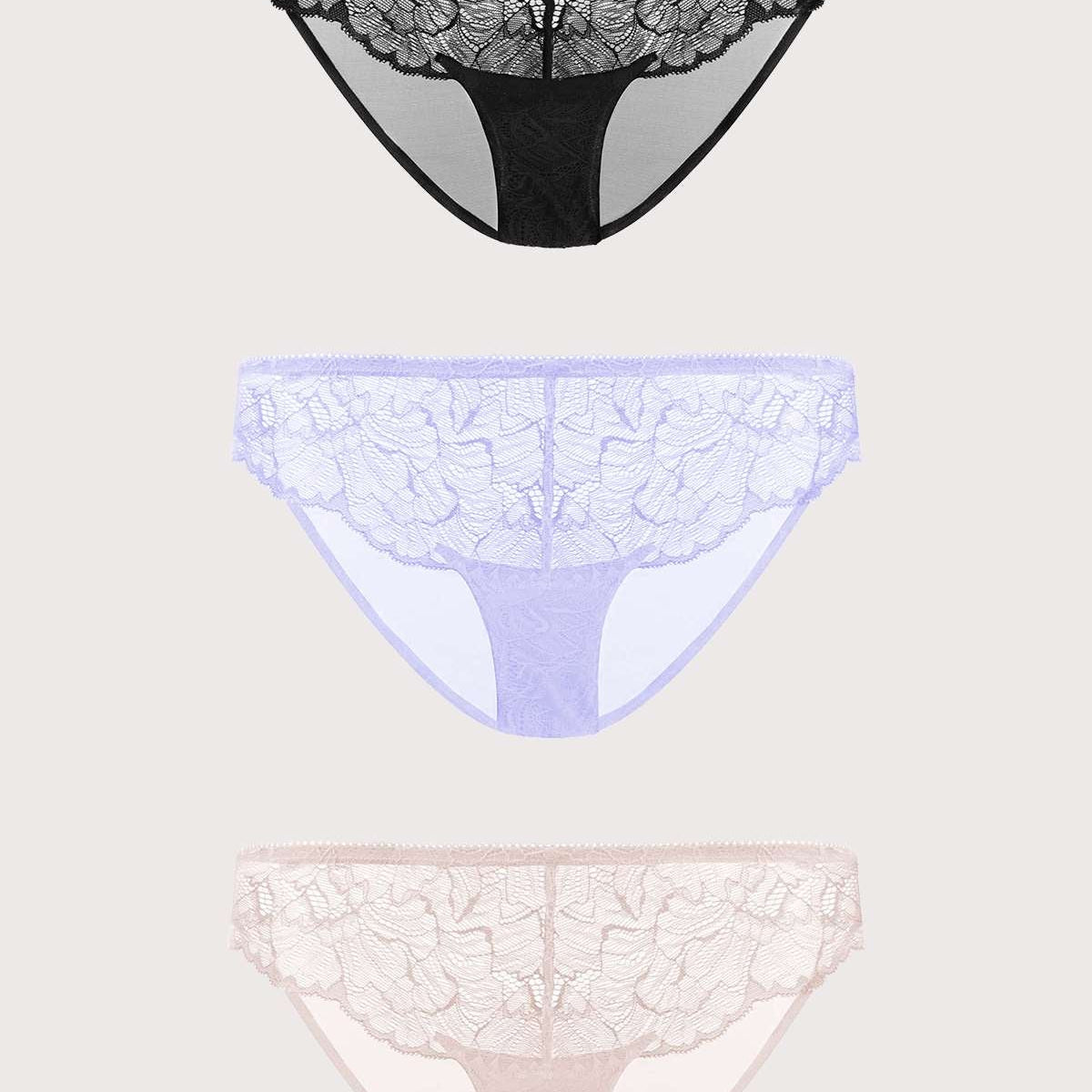 HSIA Blossom Lace Bikini Underwears 3 Pack - HSIA