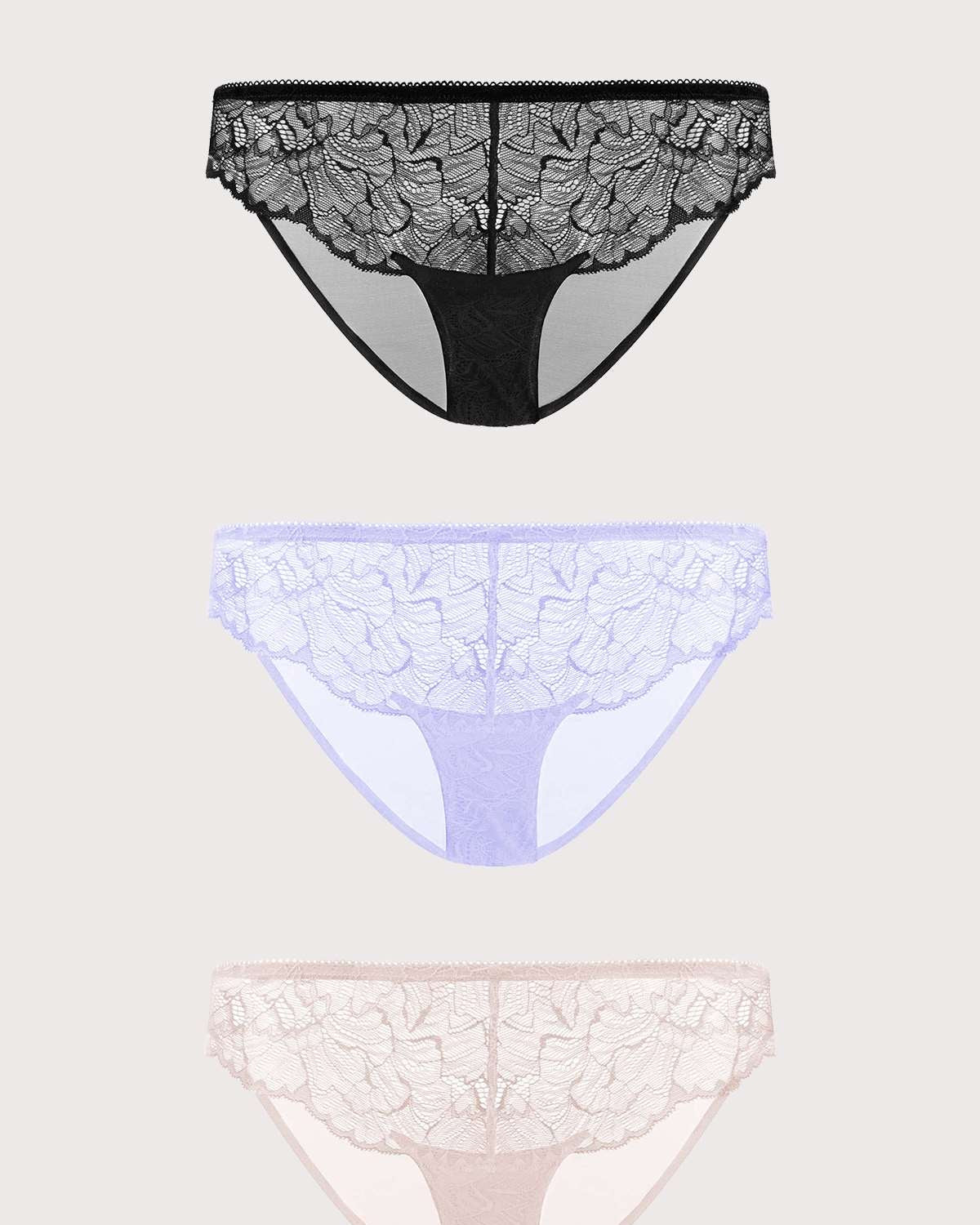 HSIA Blossom Lace Bikini Underwears 3 Pack - HSIA