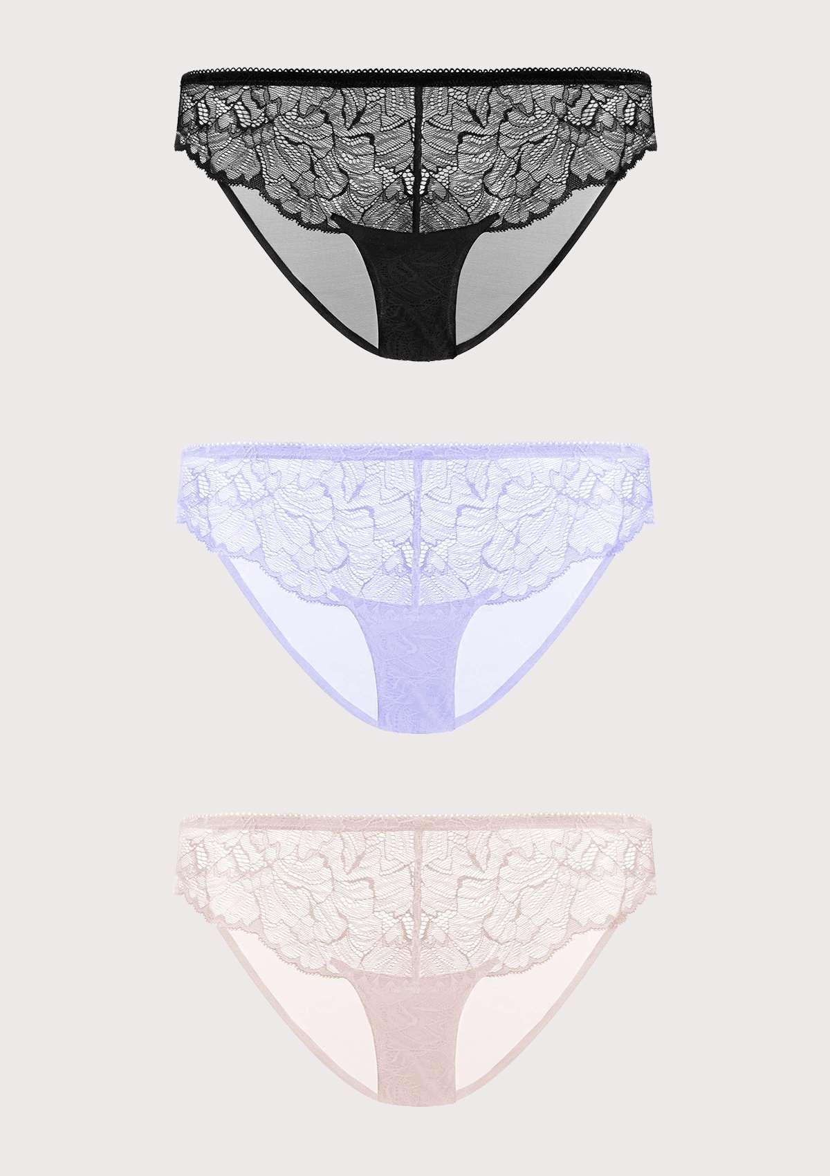 HSIA Blossom Lace Bikini Underwears 3 Pack - HSIA