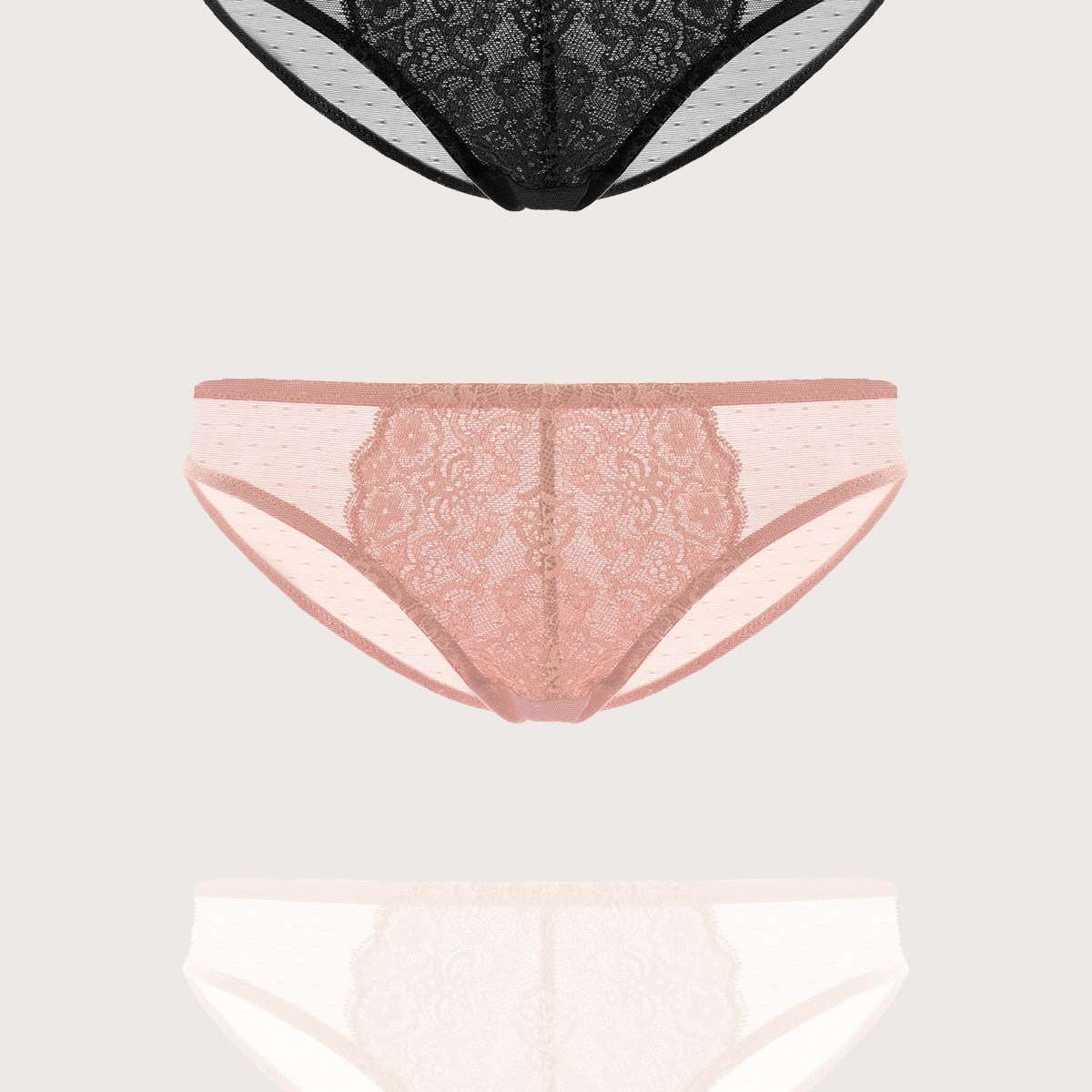 HSIA Front Floral Lace Bikini Underwear 3 Pack - HSIA
