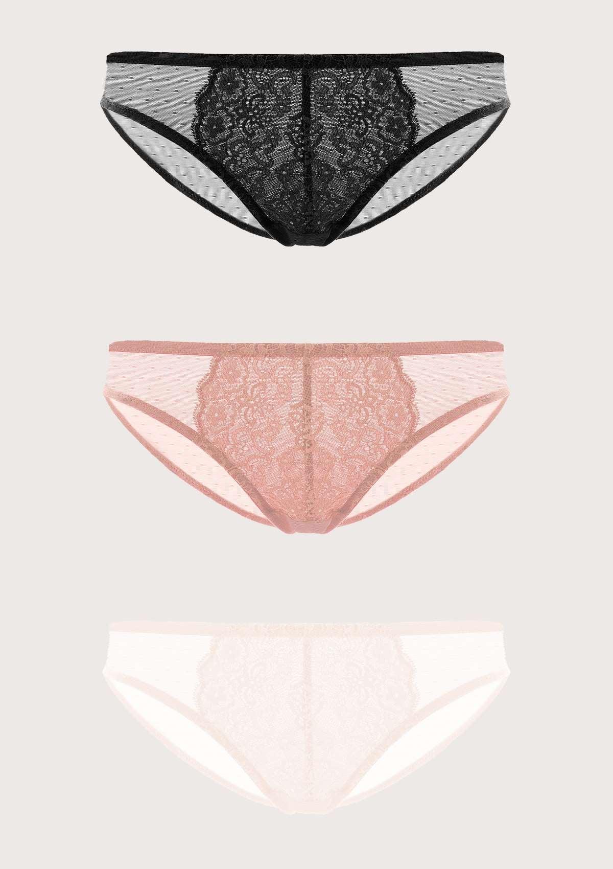 HSIA Front Floral Lace Bikini Underwear 3 Pack - HSIA
