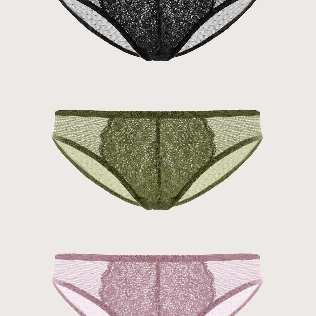 HSIA Front Floral Lace Bikini Underwear 3 Pack - HSIA