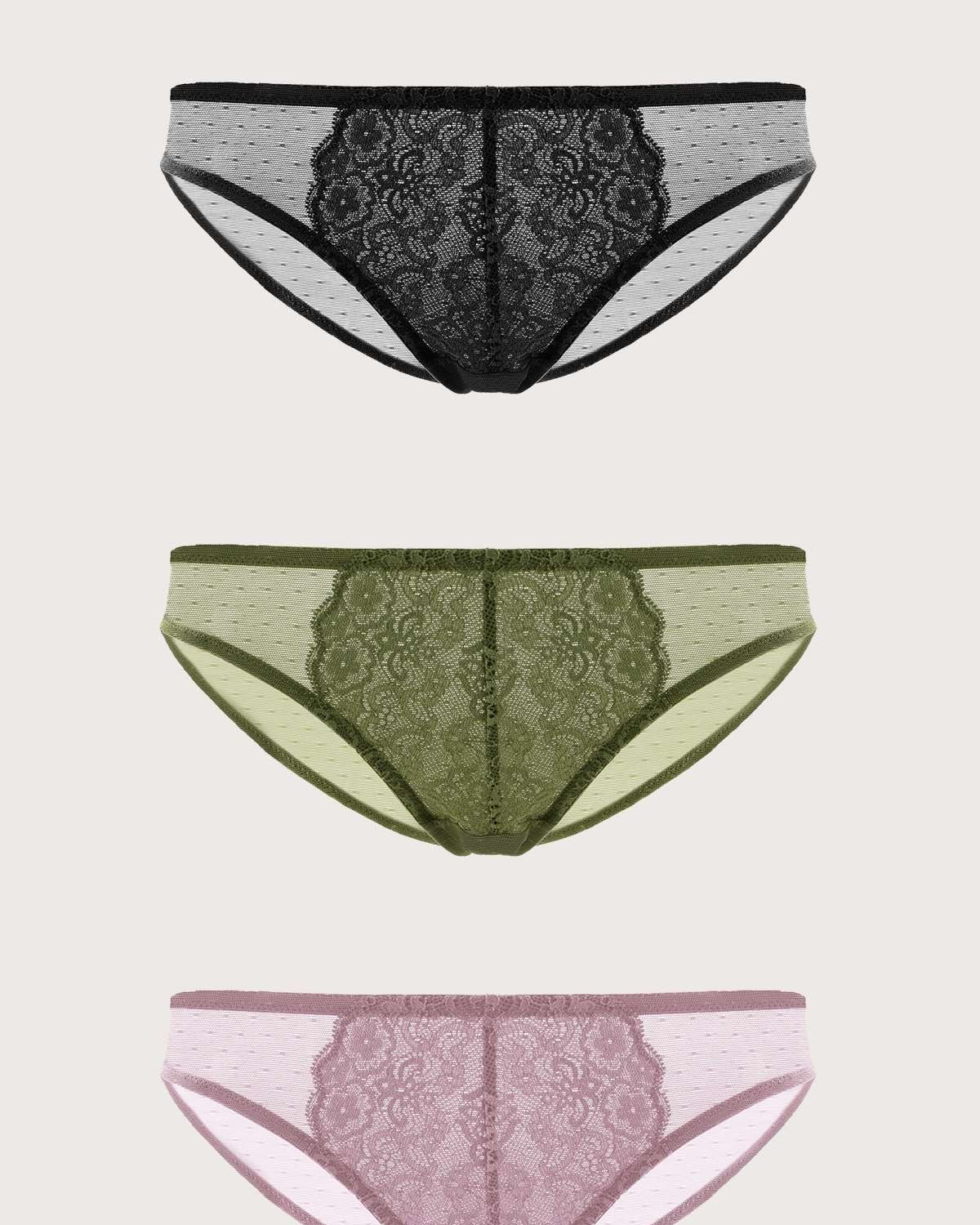 HSIA Front Floral Lace Bikini Underwear 3 Pack - HSIA