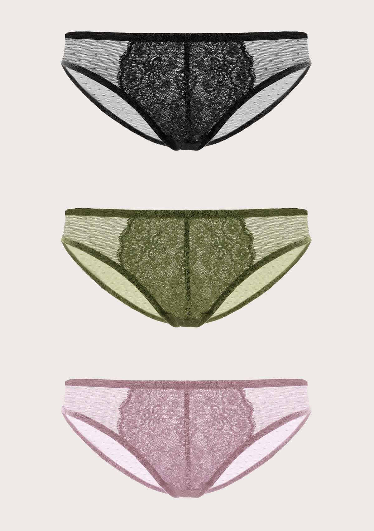 HSIA Front Floral Lace Bikini Underwear 3 Pack - HSIA