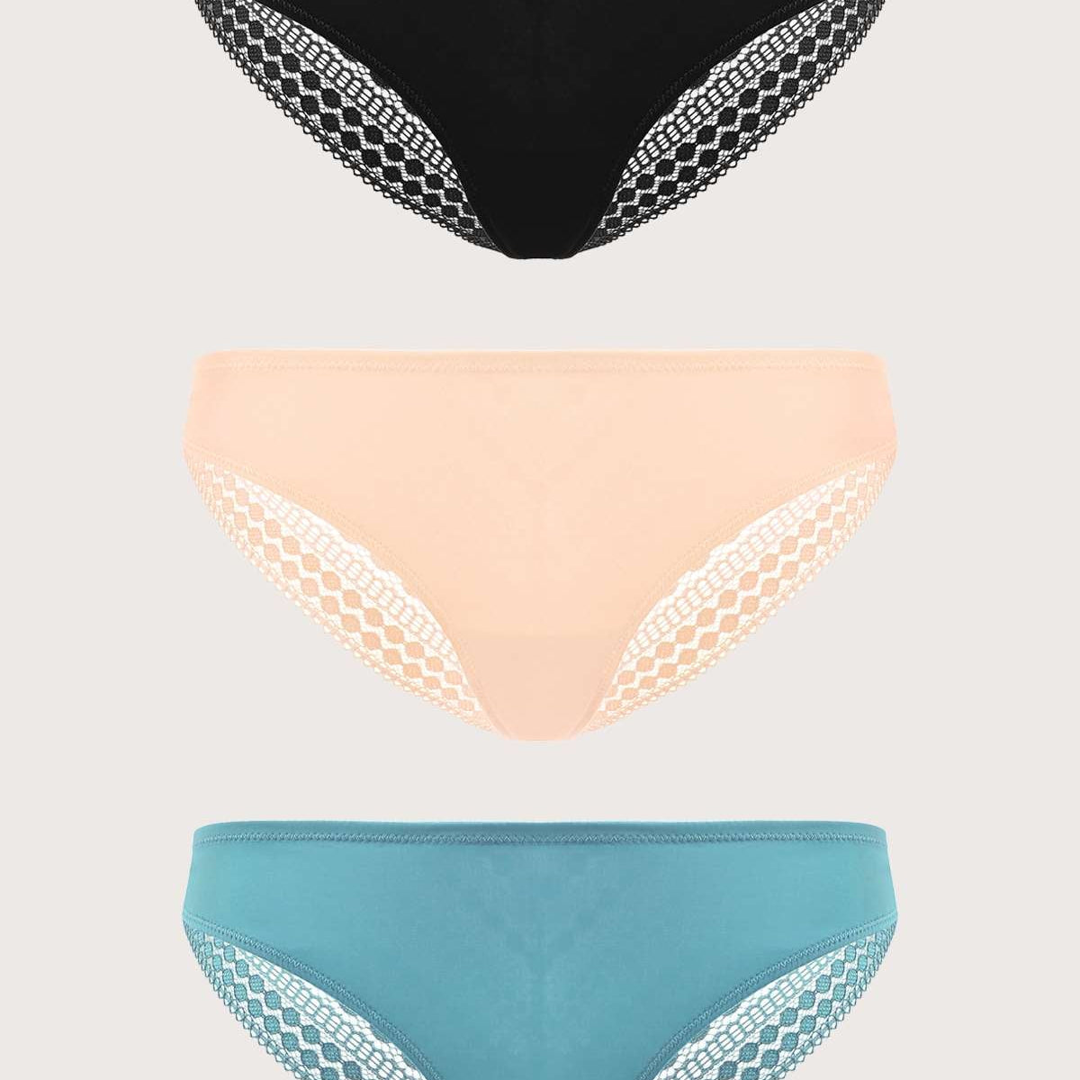 HSIA Polka Dot Super Soft Lace Back Cheeky Panties 3 Pack - HSIA