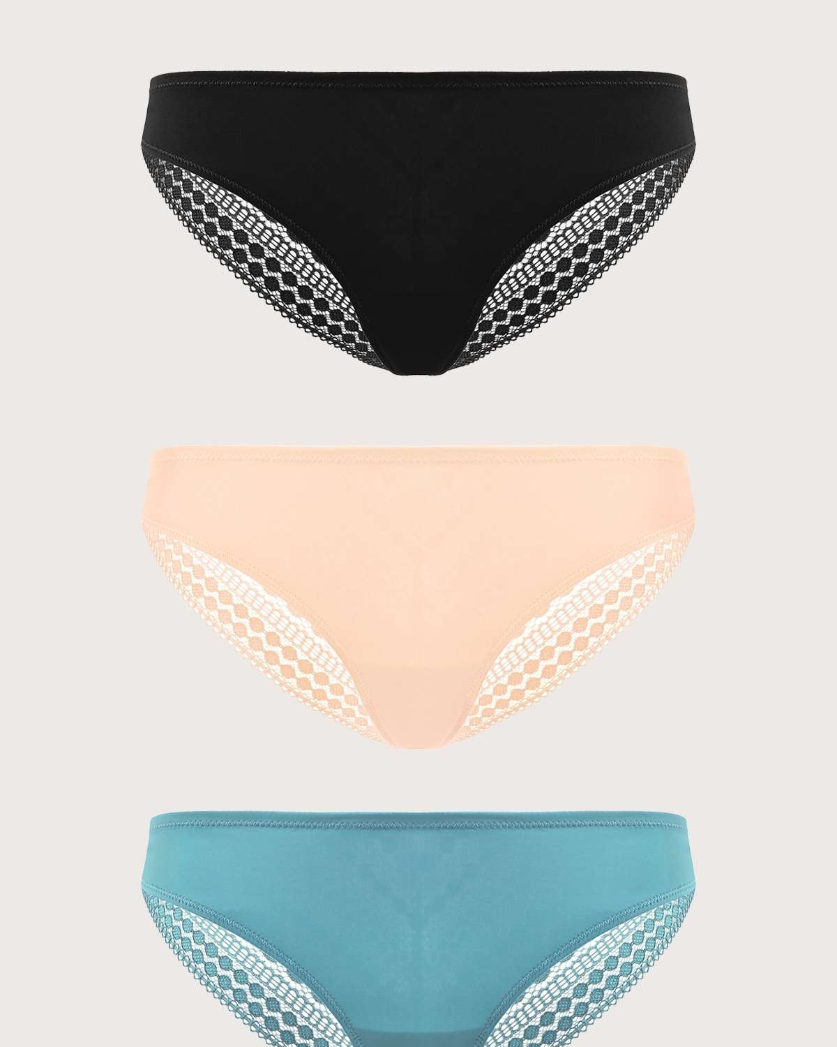 HSIA Polka Dot Super Soft Lace Back Cheeky Panties 3 Pack - HSIA