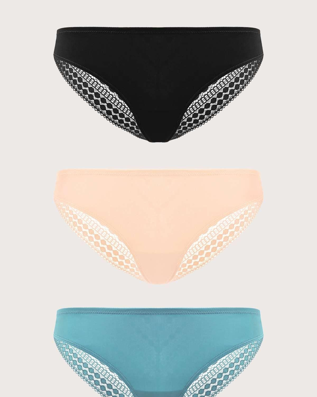 HSIA Polka Dot Super Soft Lace Back Cheeky Panties 3 Pack - HSIA