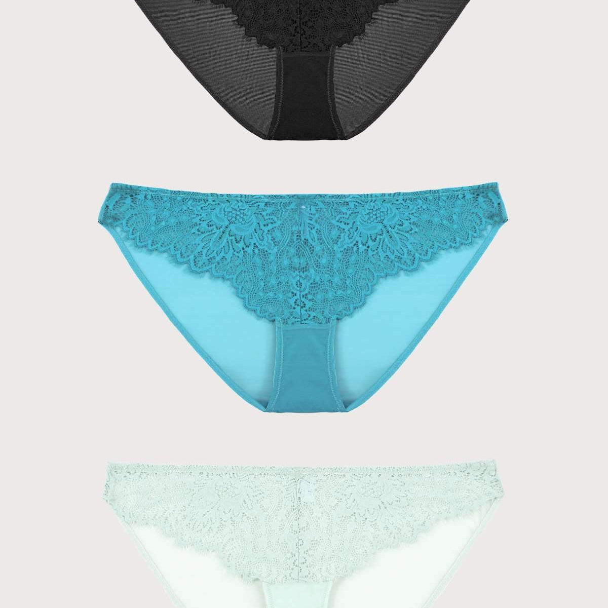 HSIA Sunflower Exquisite Lace Bikini Panties 3 Pack - HSIA