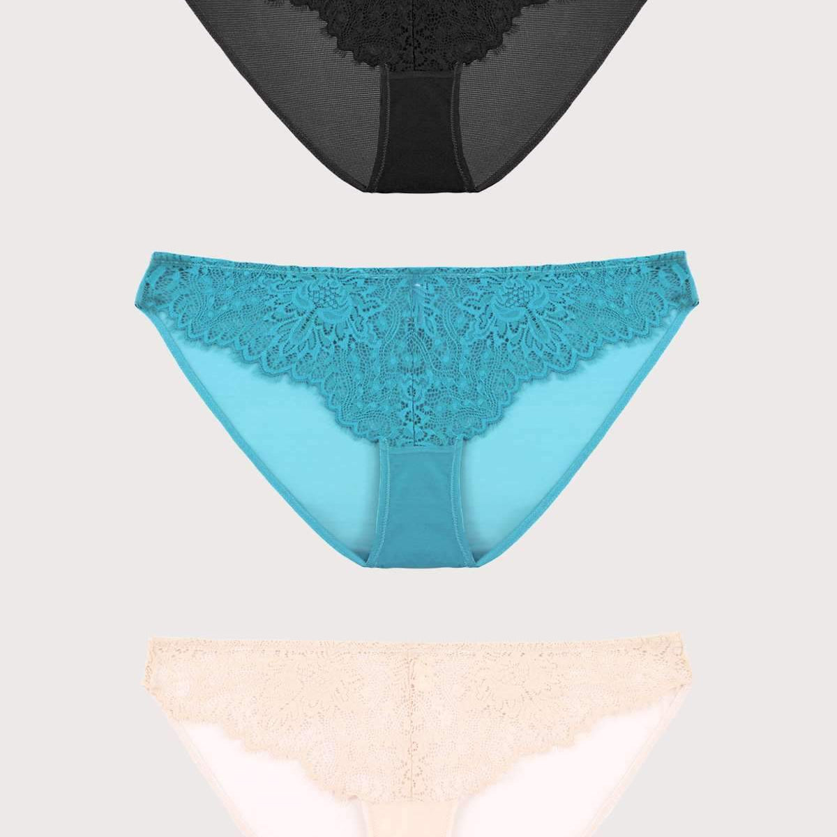 HSIA Sunflower Exquisite Lace Bikini Panties 3 Pack - HSIA