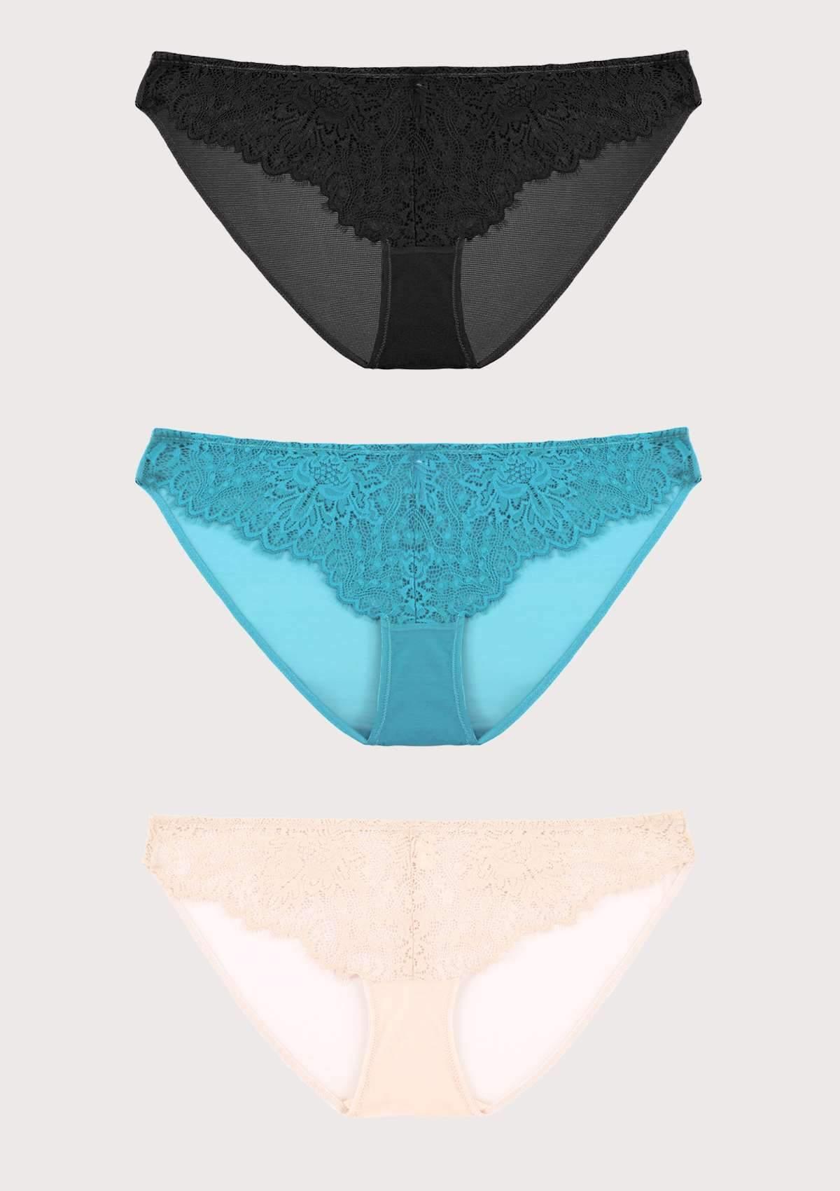 HSIA Sunflower Exquisite Lace Bikini Panties 3 Pack - HSIA