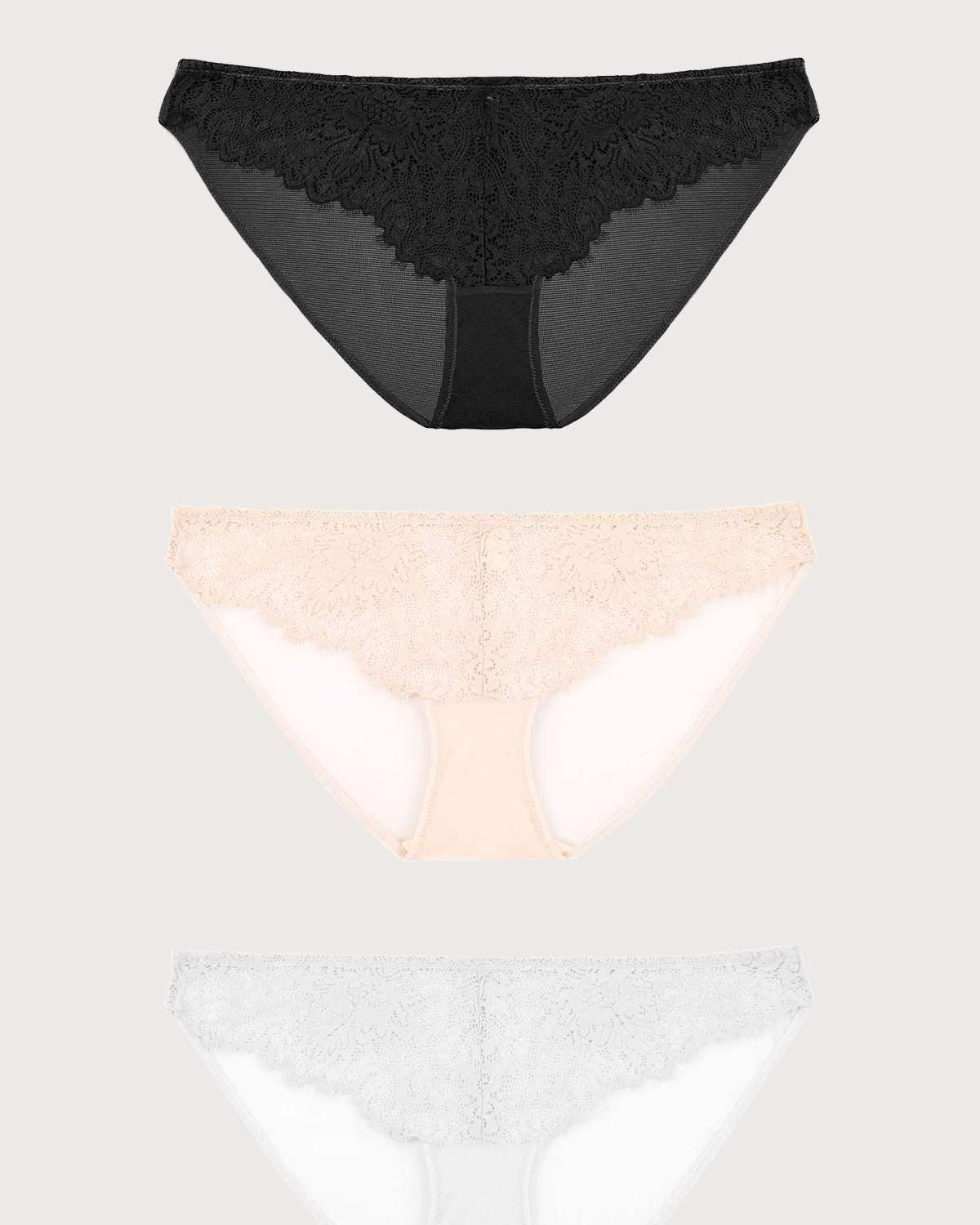 HSIA Sunflower Exquisite Lace Bikini Panties 3 Pack - HSIA