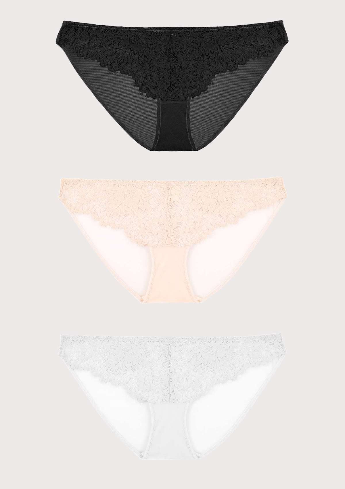 HSIA Sunflower Exquisite Lace Bikini Panties 3 Pack - HSIA