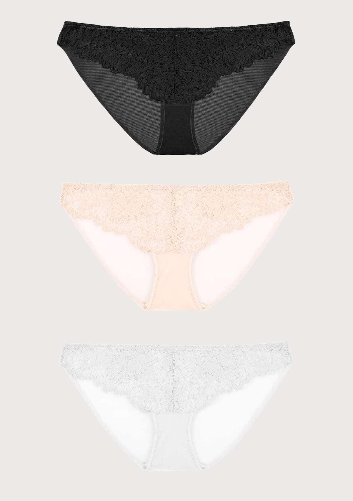 HSIA Sunflower Exquisite Lace Bikini Panties 3 Pack - HSIA