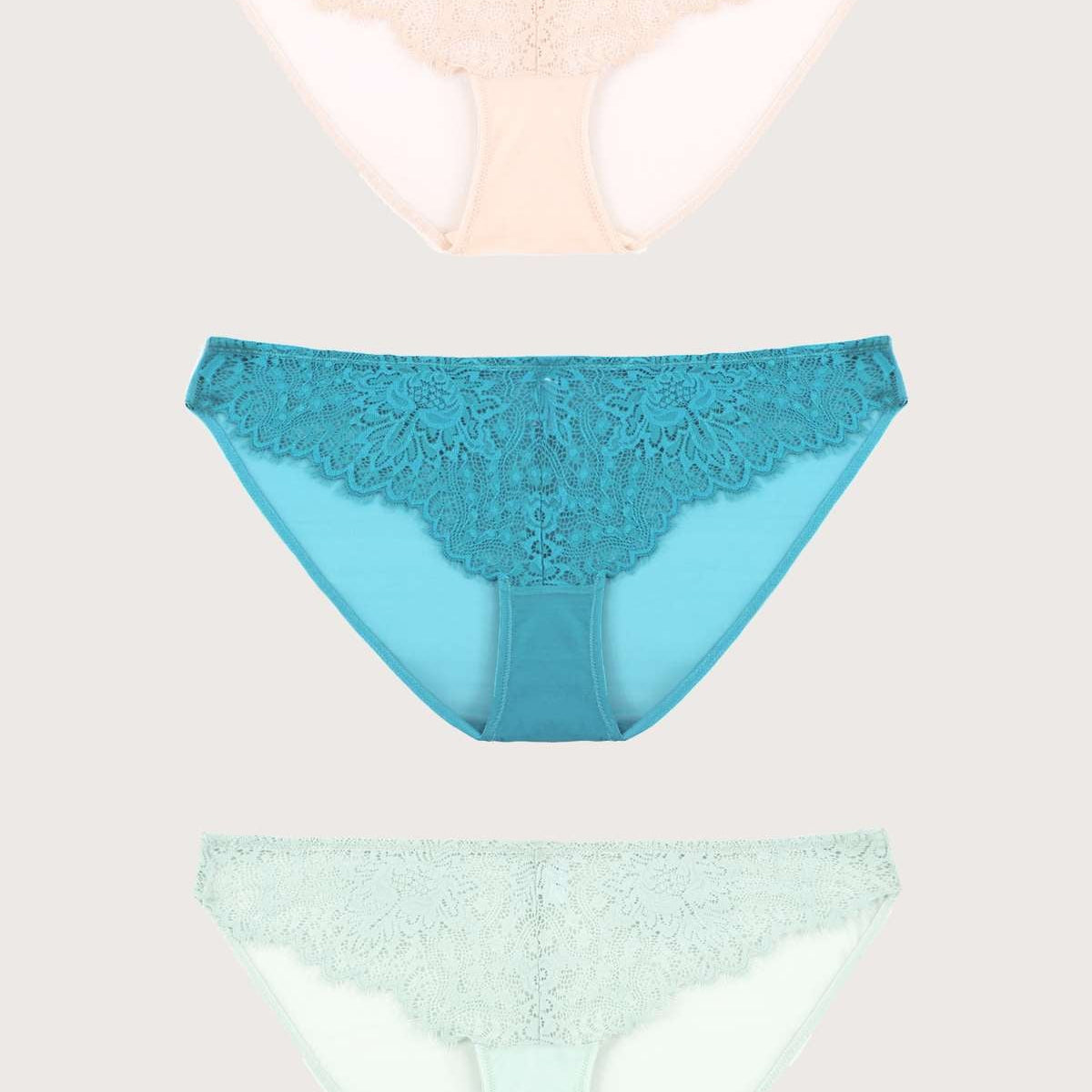 HSIA Sunflower Exquisite Lace Bikini Panties 3 Pack - HSIA