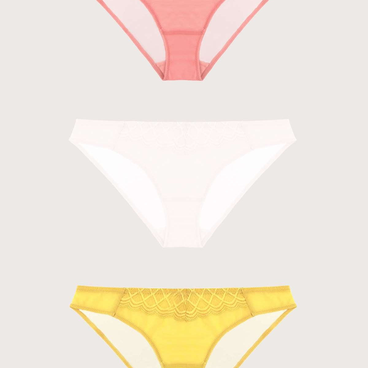 HSIA Plaid Lace Bikini Panties 3 Pack - HSIA