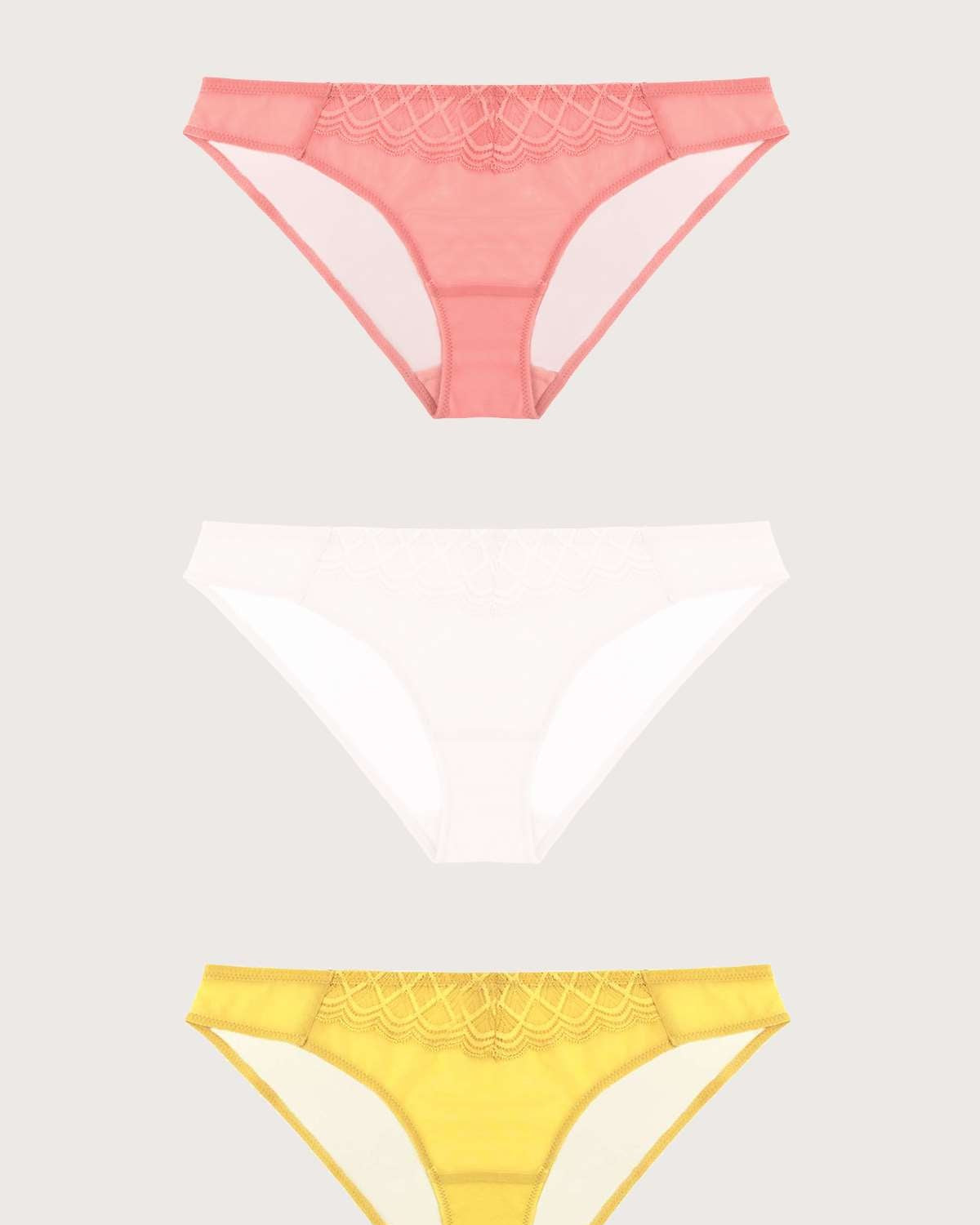HSIA Plaid Lace Bikini Panties 3 Pack - HSIA