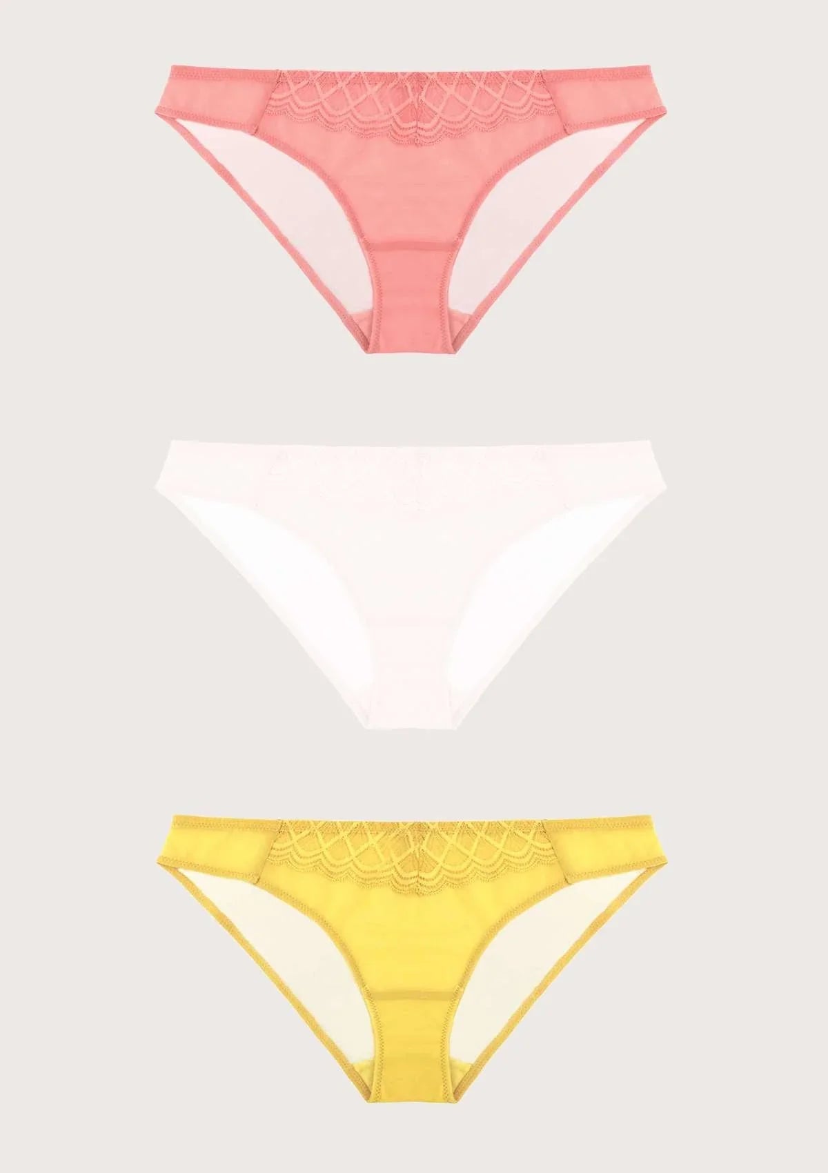 HSIA Plaid Lace Bikini Panties 3 Pack - HSIA