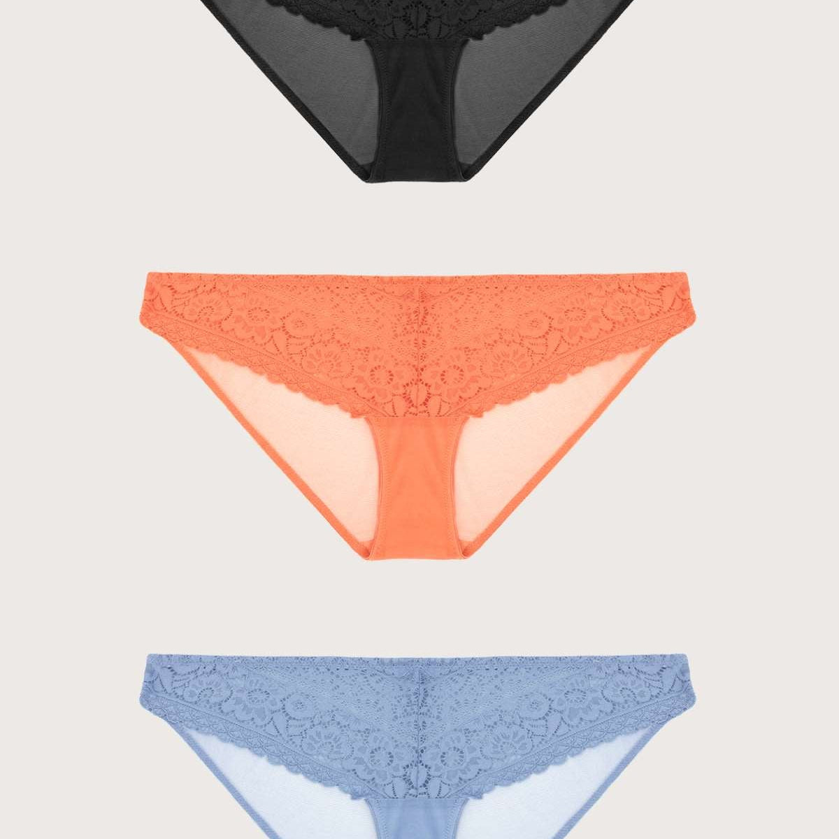 HSIA Leaf Flower Lace Bikini Panties 3 Pack - HSIA