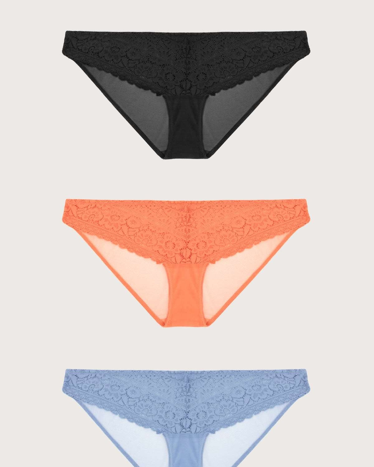 HSIA Leaf Flower Lace Bikini Panties 3 Pack - HSIA