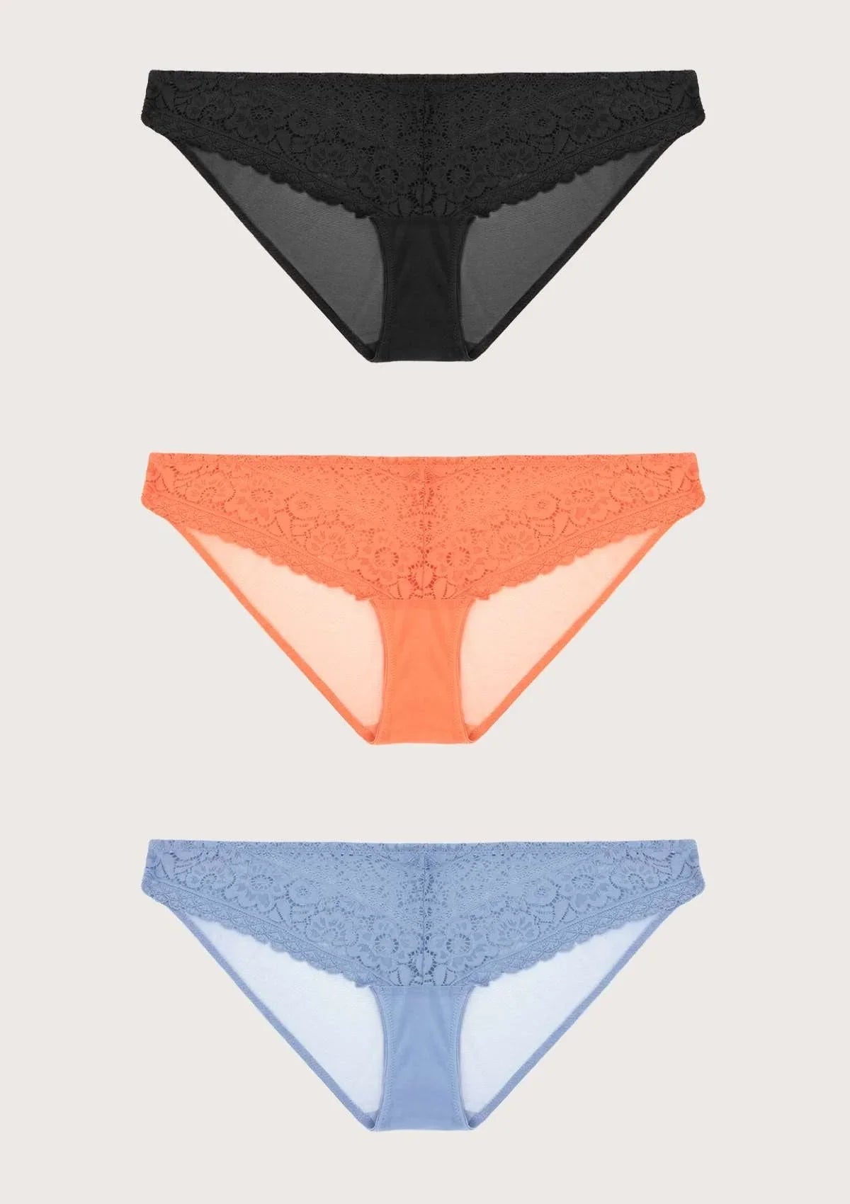 HSIA Leaf Flower Lace Bikini Panties 3 Pack - HSIA