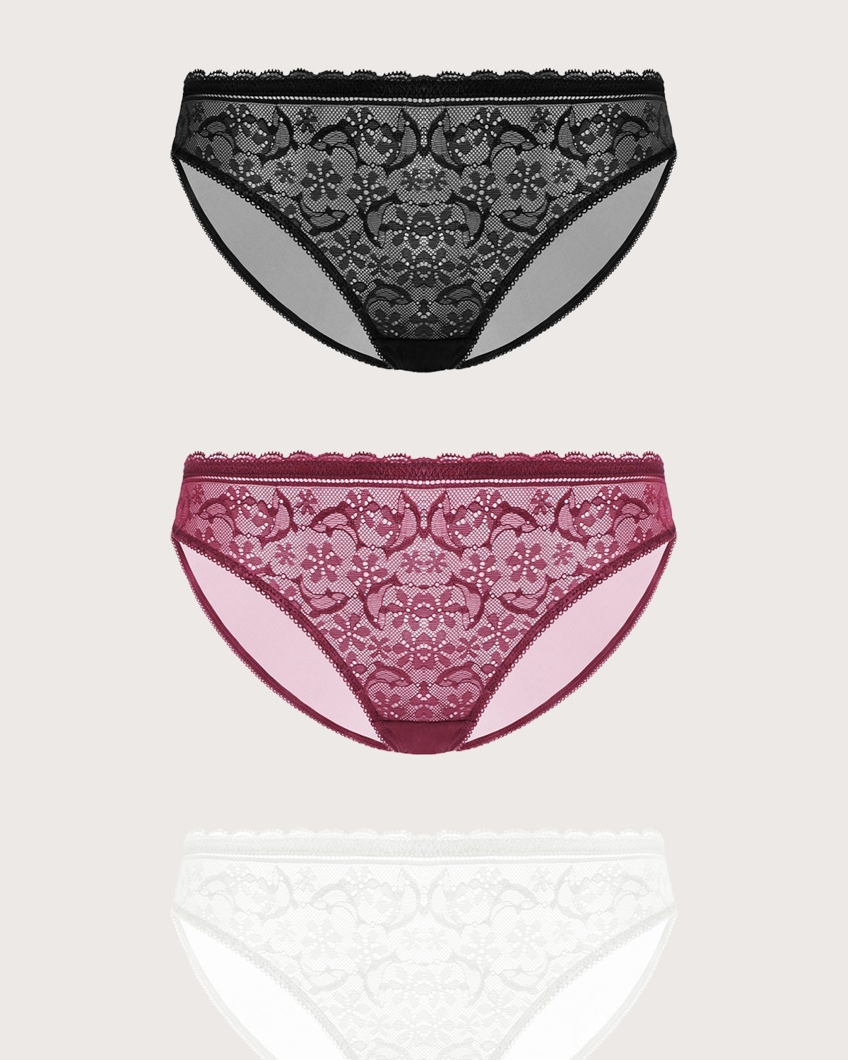 Anemone Lace Dolphin Panties 3 Pack - HSIA