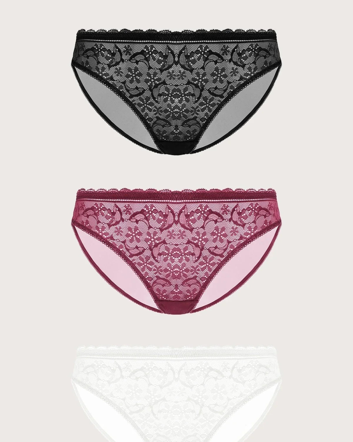 Anemone Lace Dolphin Panties 3 Pack - HSIA