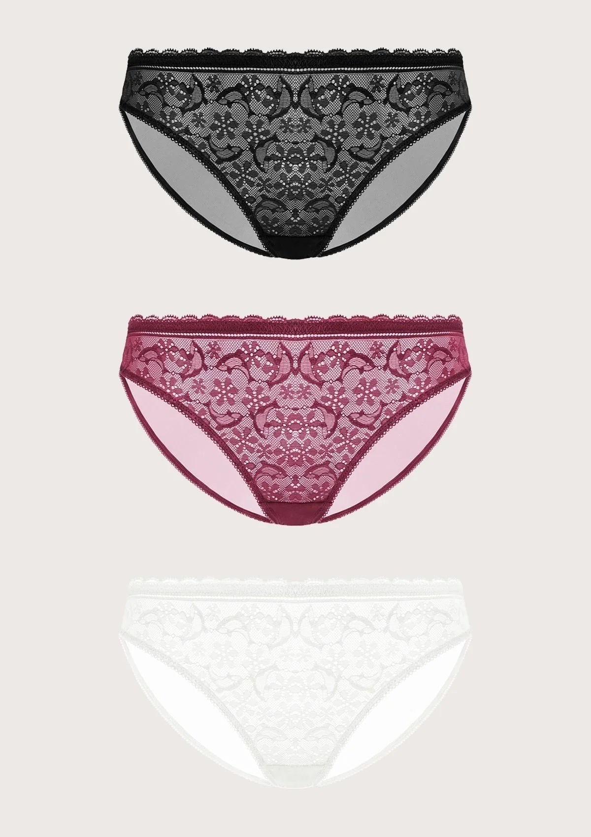 Anemone Lace Dolphin Panties 3 Pack - HSIA