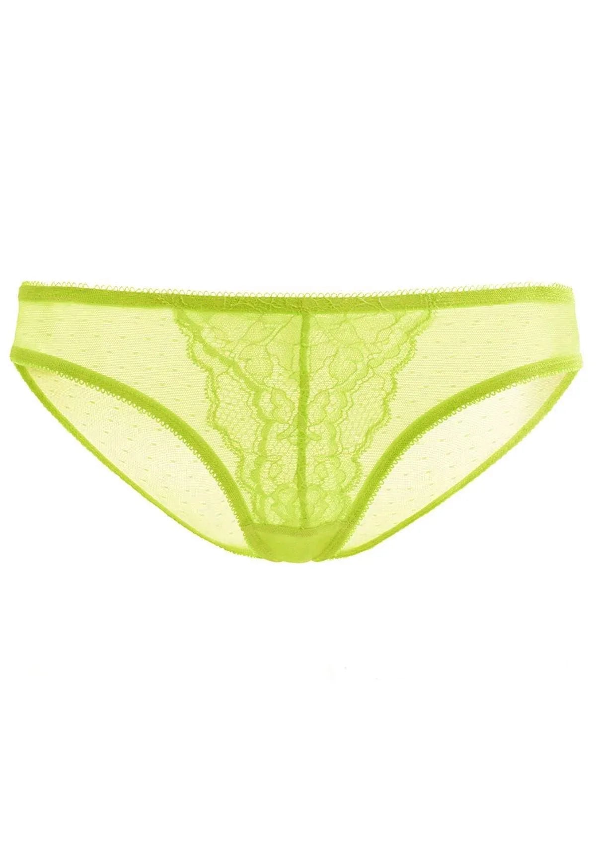 Enchante Lace Lime Green Bikini Underwear - HSIA