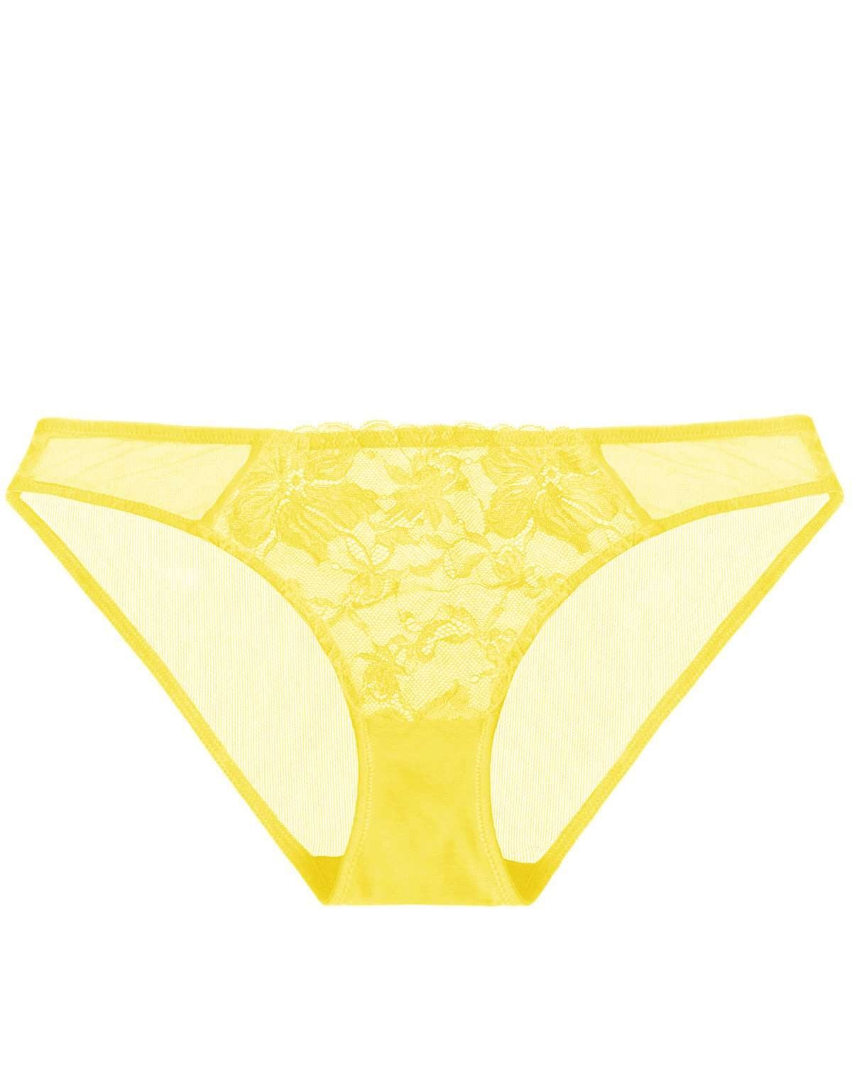 Pretty In Petals Bright Yellow Lace Bikini Underwear - HSIA