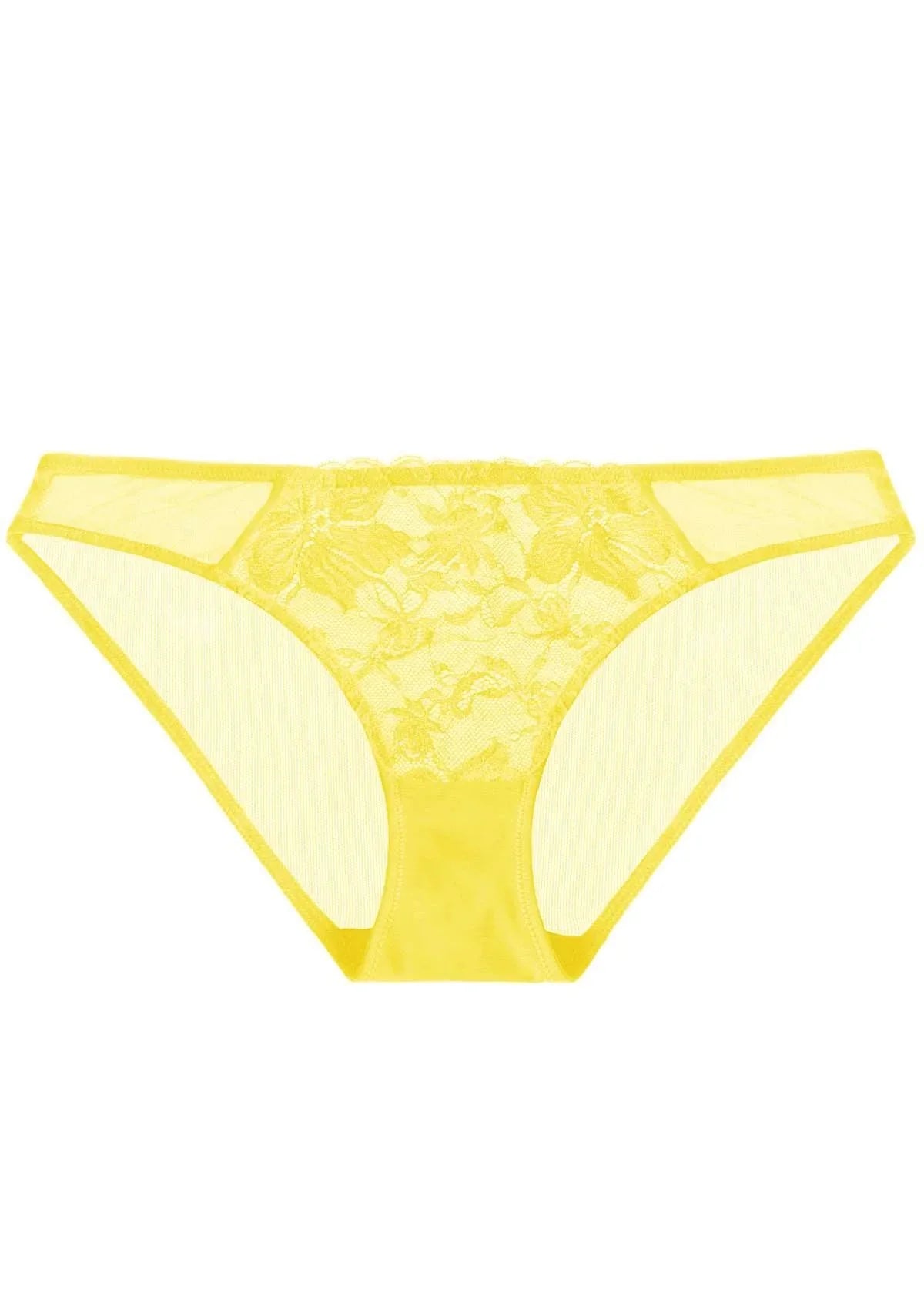 Pretty In Petals Bright Yellow Lace Bikini Underwear - HSIA