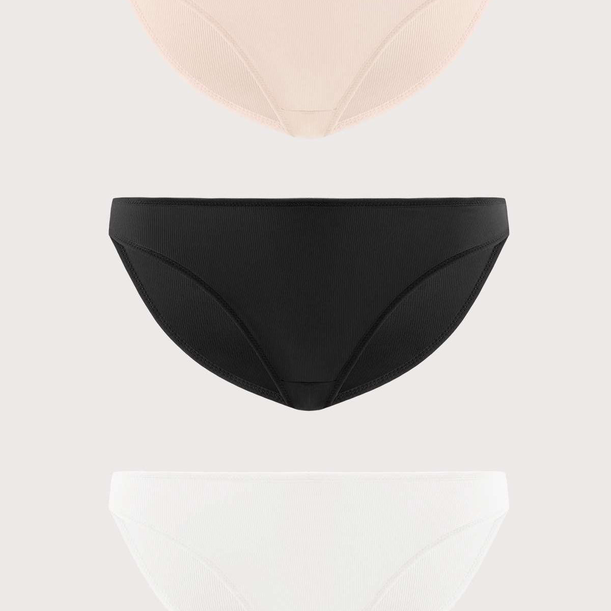 HSIA Ribbed Knit Cotton Bikini Underwear 3 Pack - HSIA