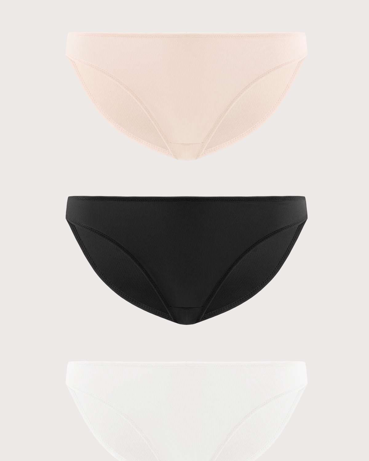 HSIA Ribbed Knit Cotton Bikini Underwear 3 Pack - HSIA
