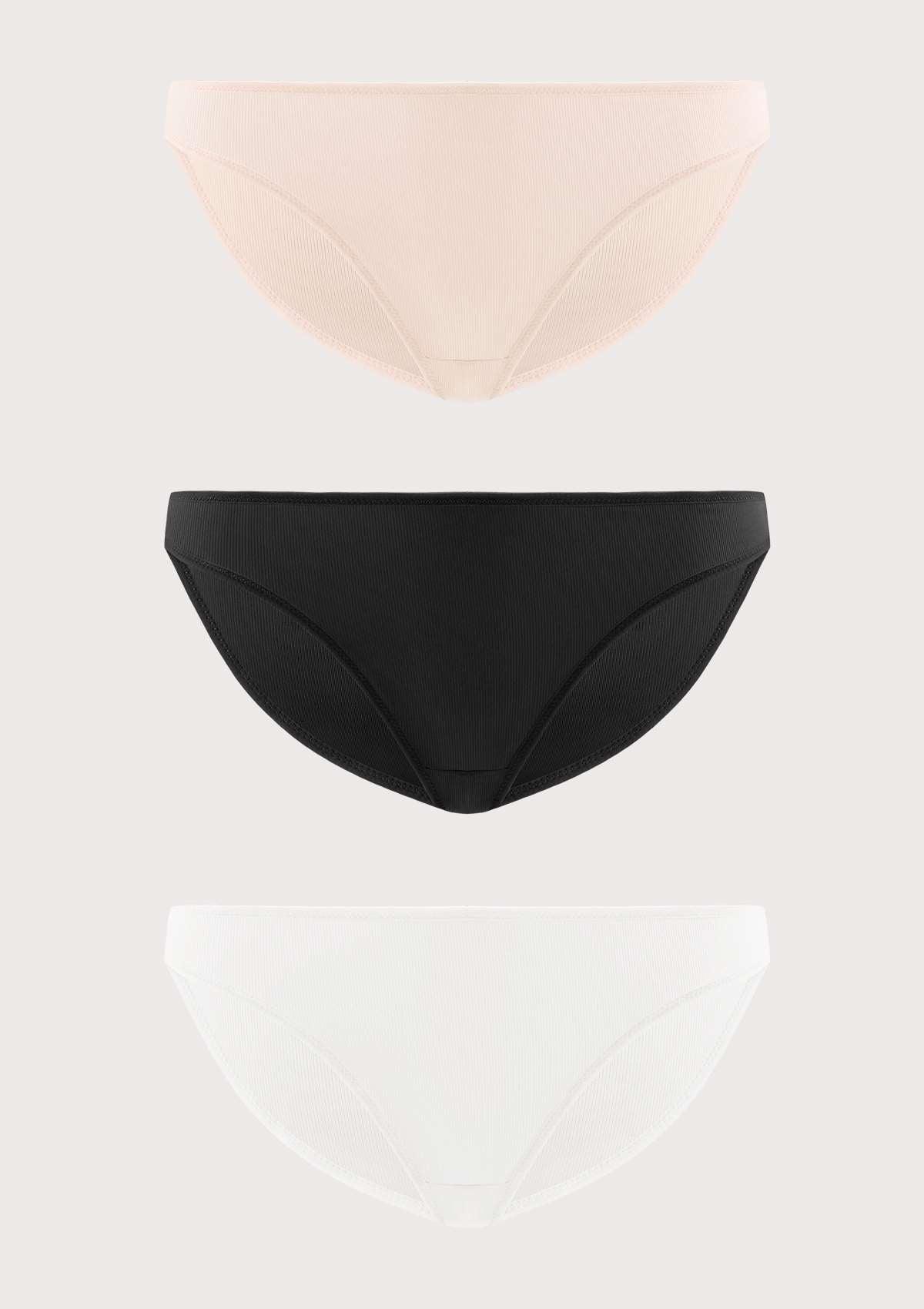 HSIA Ribbed Knit Cotton Bikini Underwear 3 Pack - HSIA