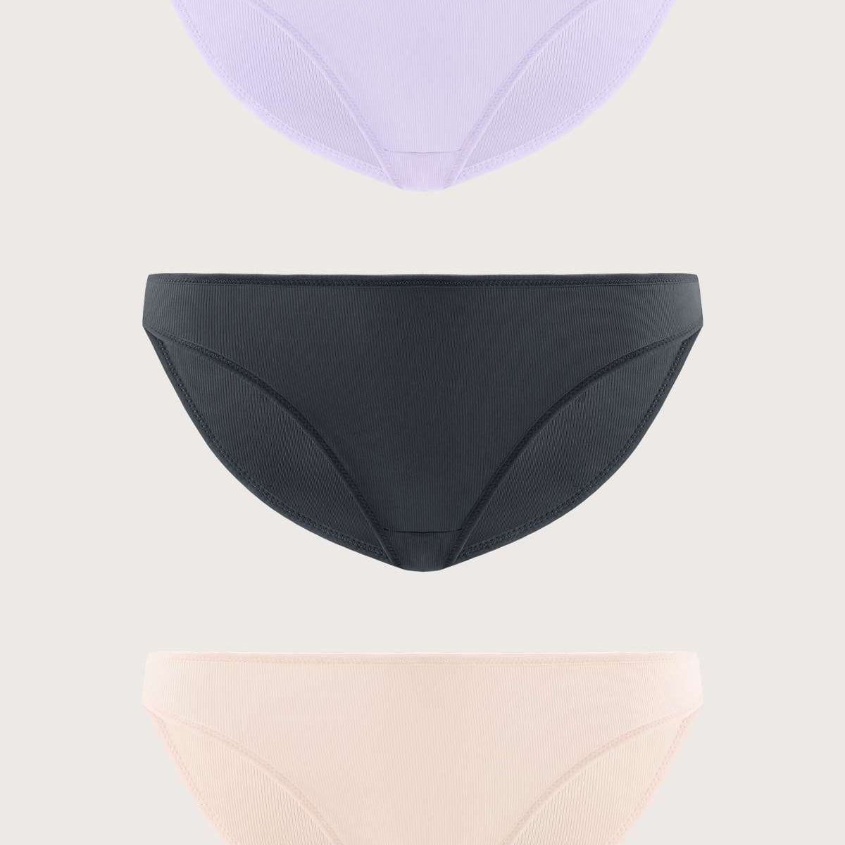 HSIA Ribbed Knit Cotton Bikini Underwear 3 Pack - HSIA