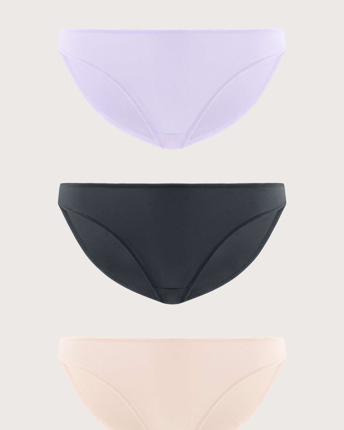 HSIA Ribbed Knit Cotton Bikini Underwear 3 Pack - HSIA