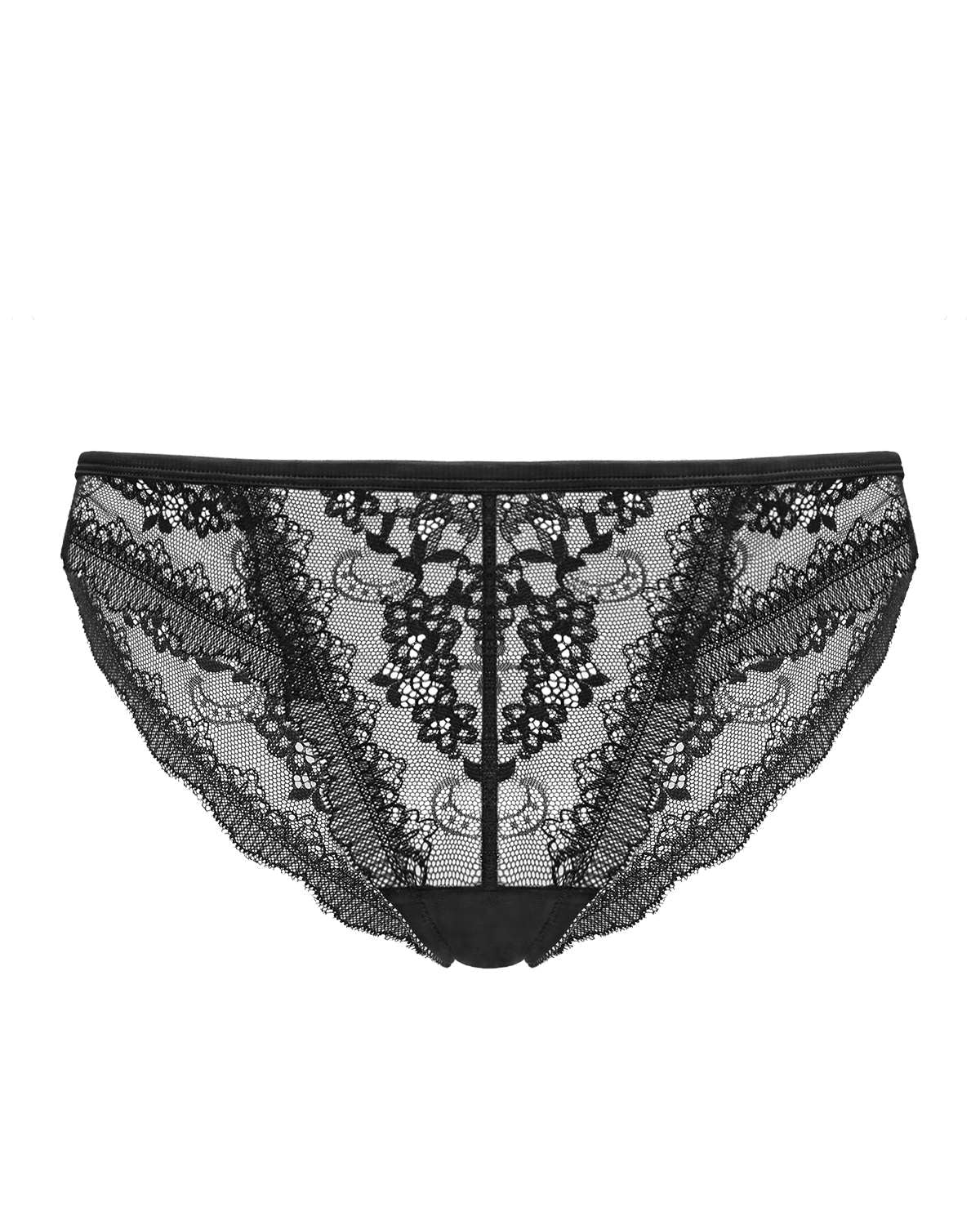 HSIA Floral Bridal Lace Back Black Bikini Underwear - HSIA