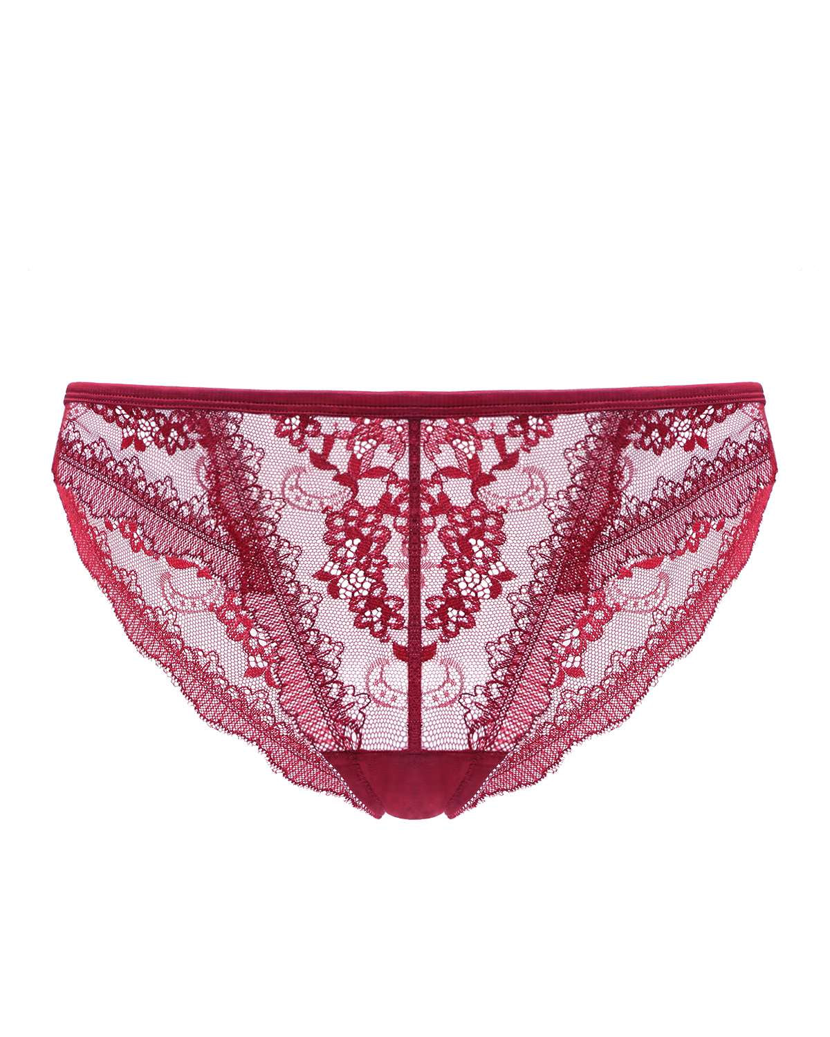 HSIA Floral Bridal Lace Back Burgundy Bikini Underwear - HSIA