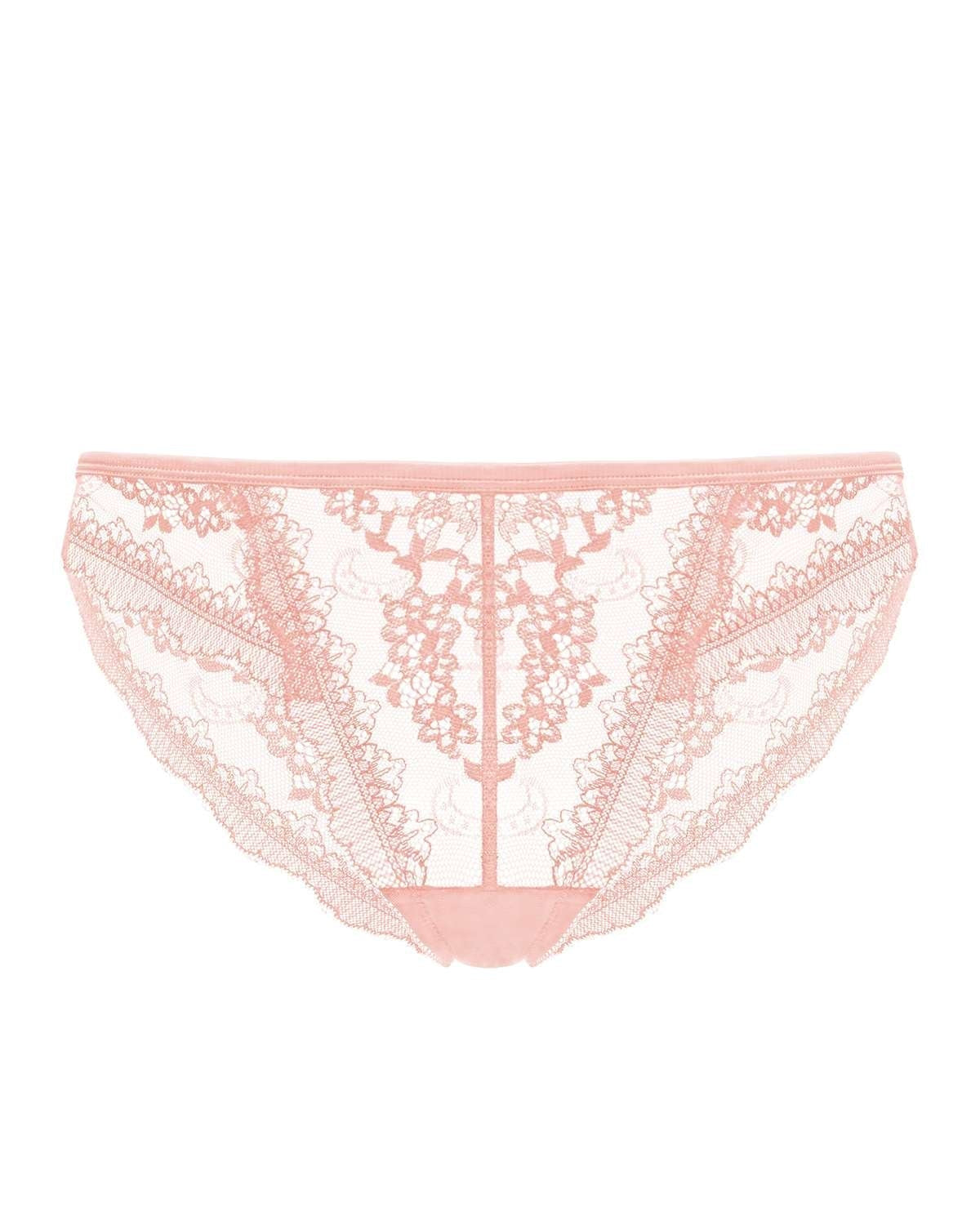 HSIA Floral Bridal Lace Back Pink Bikini Underwear - HSIA