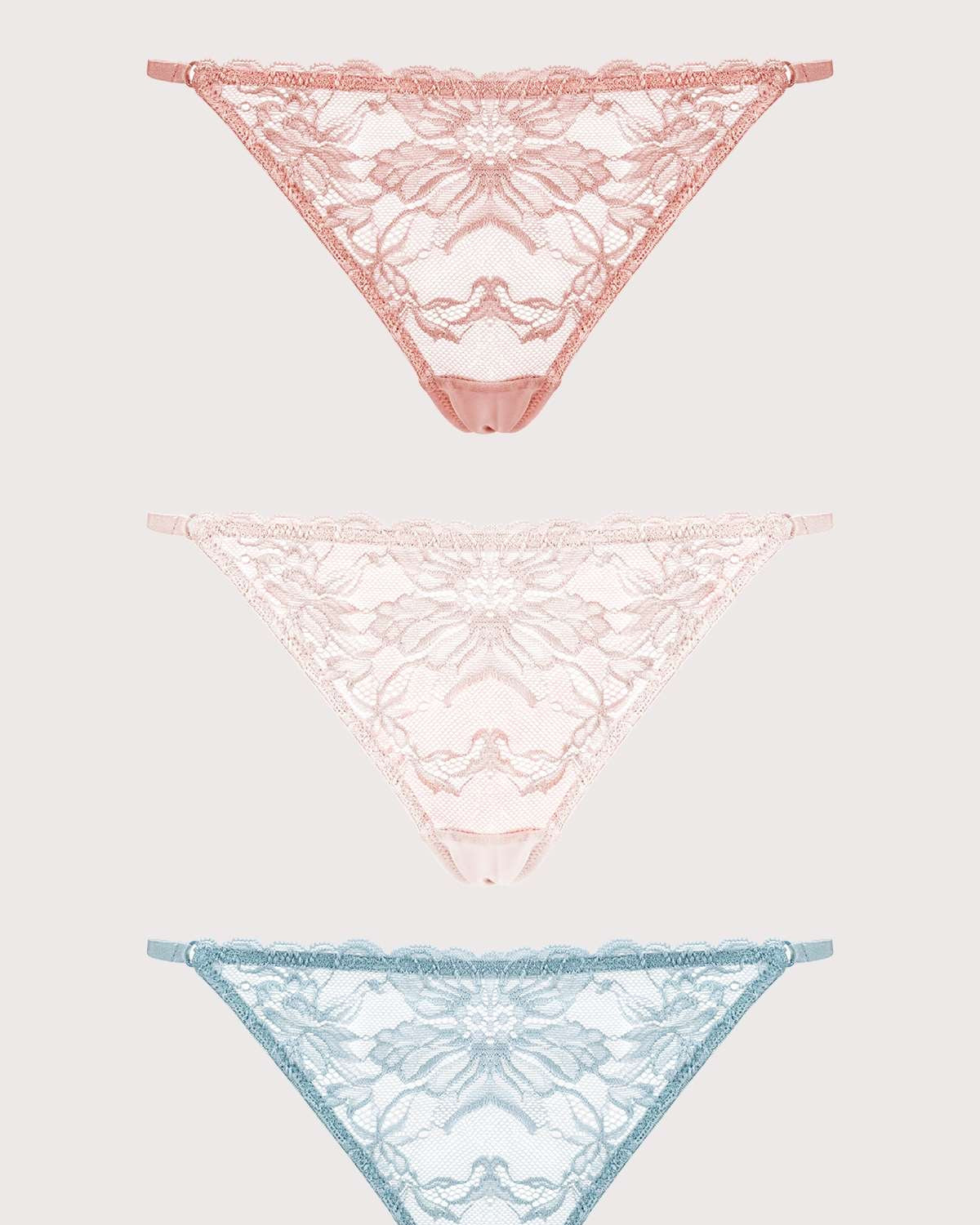 Pretty In Petals Breathable Sexy Lace String Thongs 3 Pack - HSIA