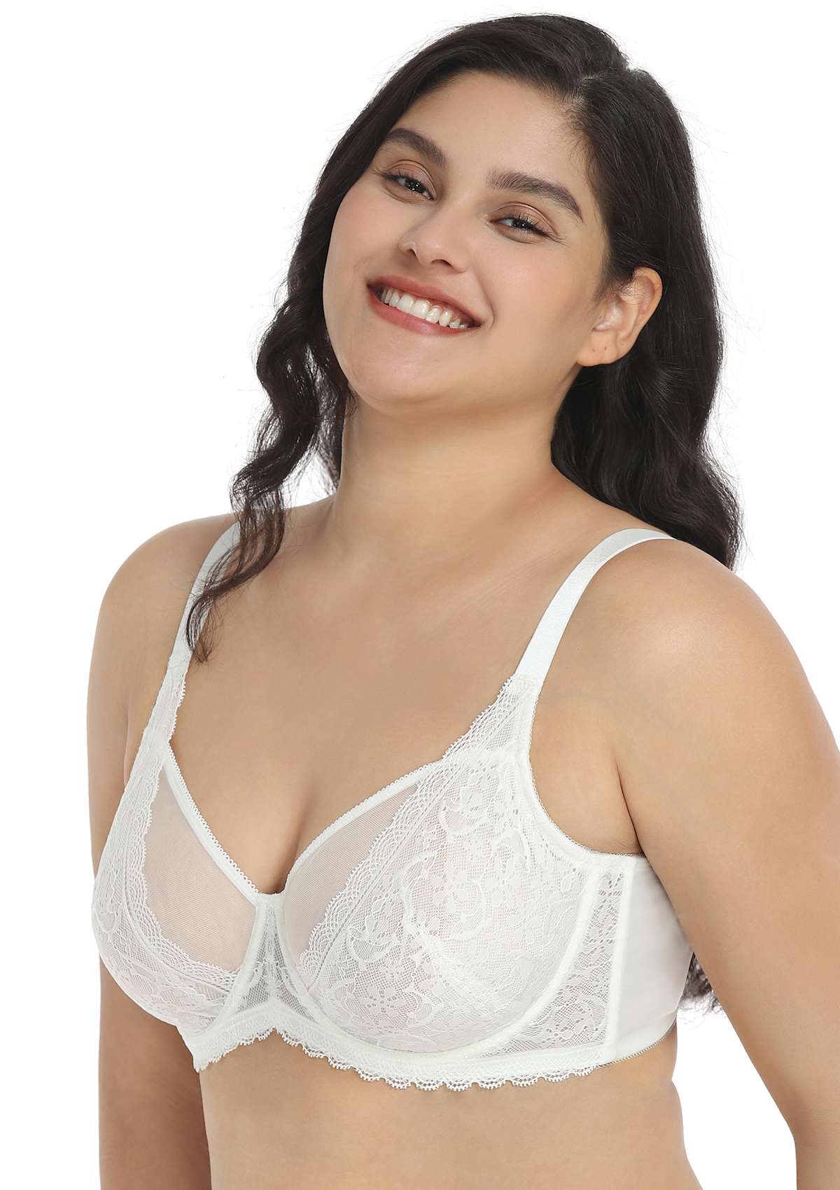 Anemone Unlined Dolphin Lace Underwire Bra - HSIA
