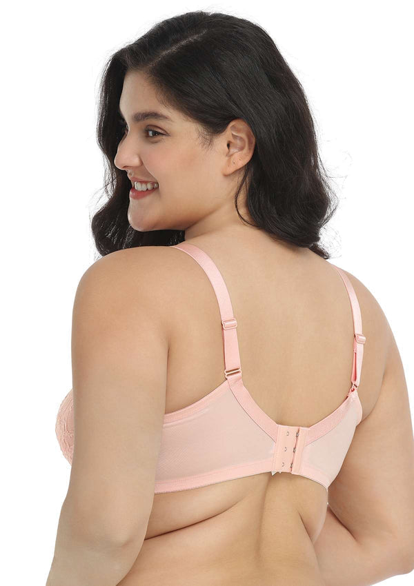 Pretty In Petals Baby Pink Unlined Strappy Lace Bra - HSIA