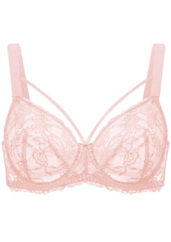 Pretty In Petals Baby Pink Unlined Strappy Lace Bra - HSIA