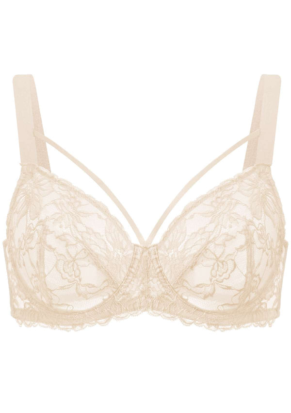 Pretty In Petals Baby Pink Unlined Strappy Lace Bra - HSIA