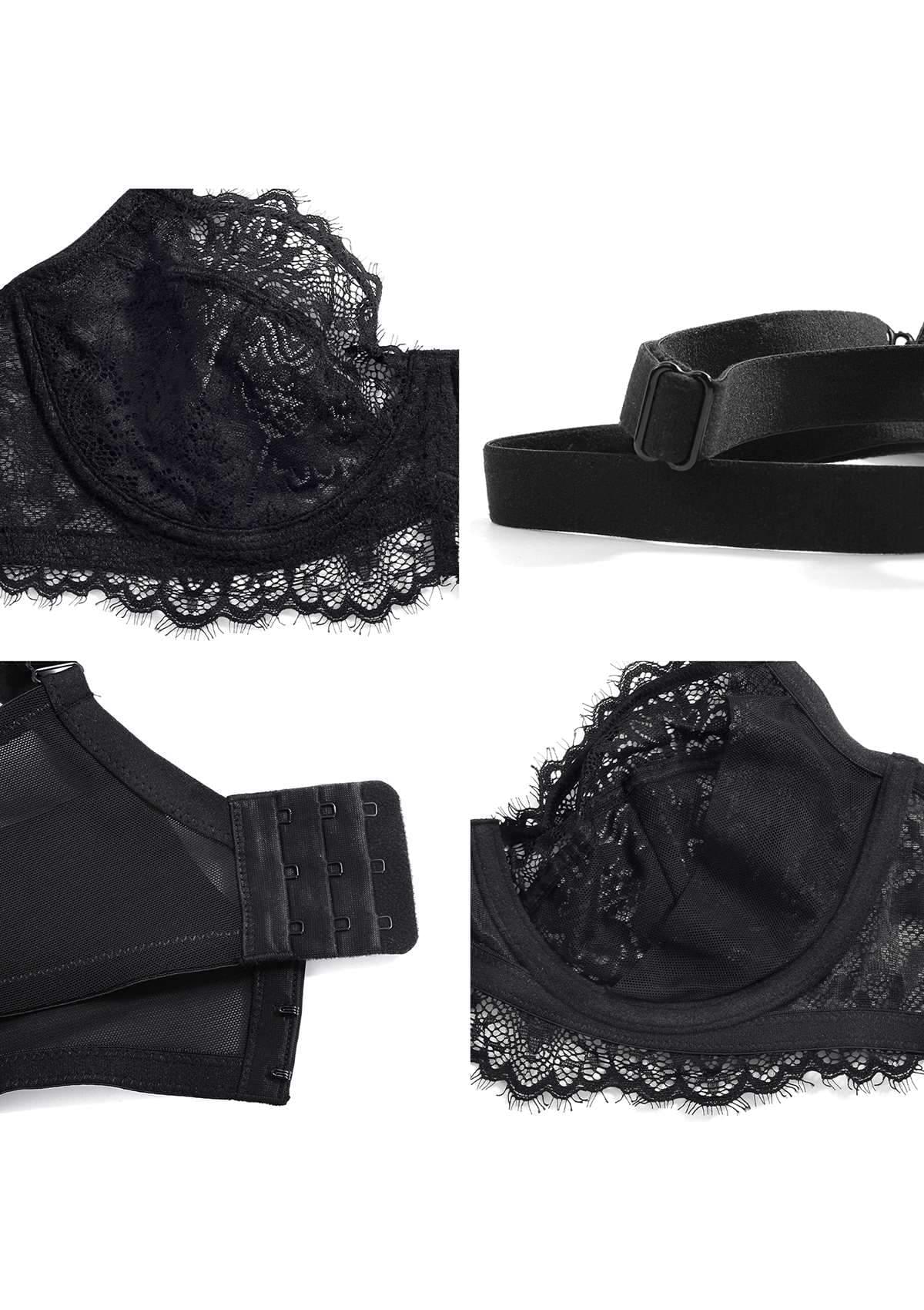 HSIA Black Sunflower Underwire Lace Bra - HSIA